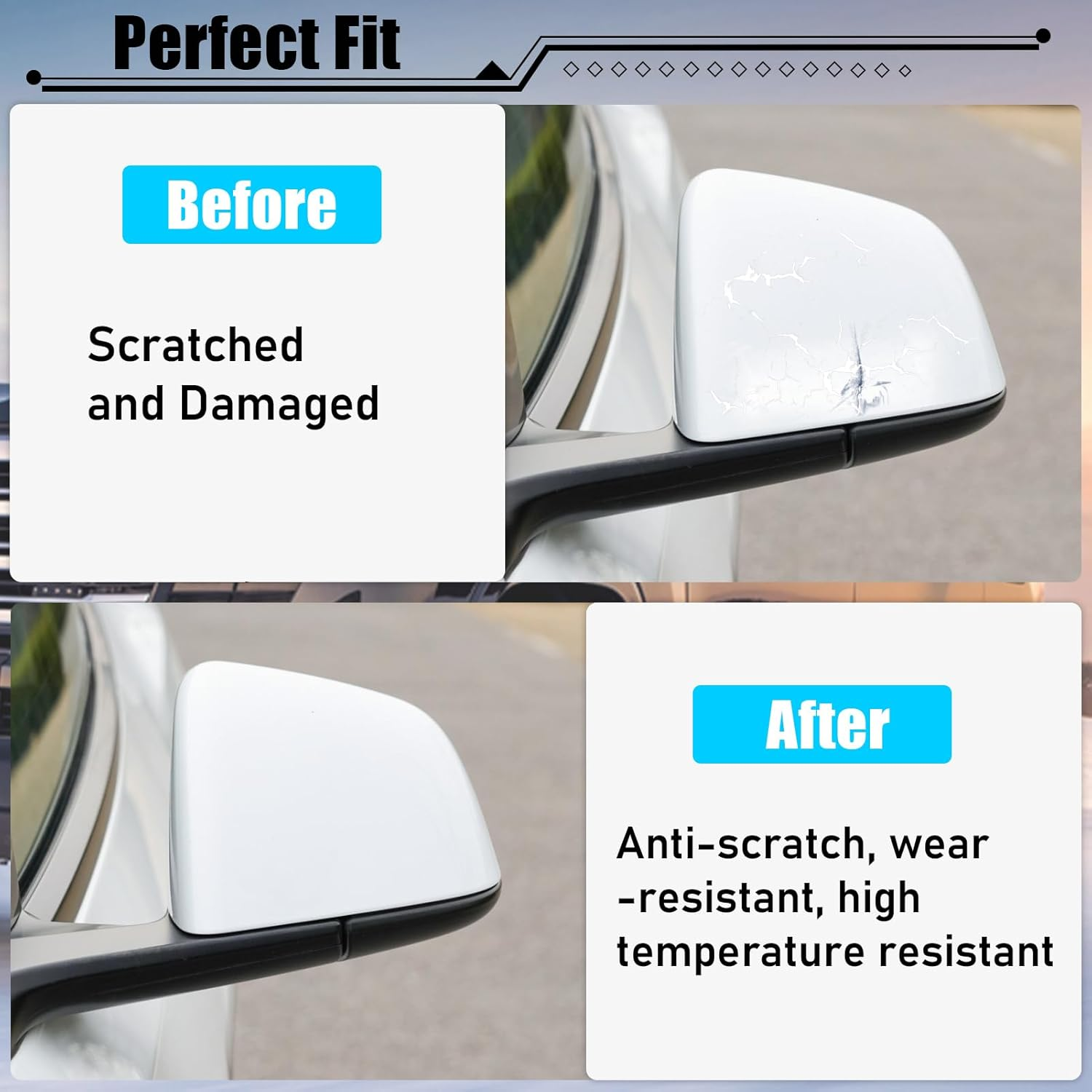 Jaronx Compatible with Tesla Model Y Mirror Caps Side Mirror Replacement 2020-2024,Left Right Rear View Mirror Cover,Side Mirror Cover Cap for Tesla Model Y Accessories (Pearl White) image number 5