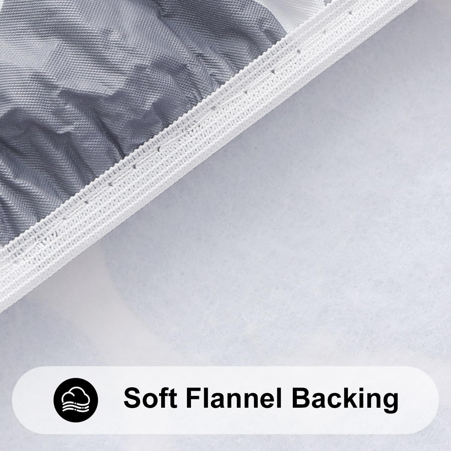 Smiry round Table Cloth Cover - Elastic Edged Flannel Backed Vinyl Tablecloth, Waterproof Wipeable Gray Moroccan Trellis Pattern Table Cover for Outdoor Indoor Room image number 3