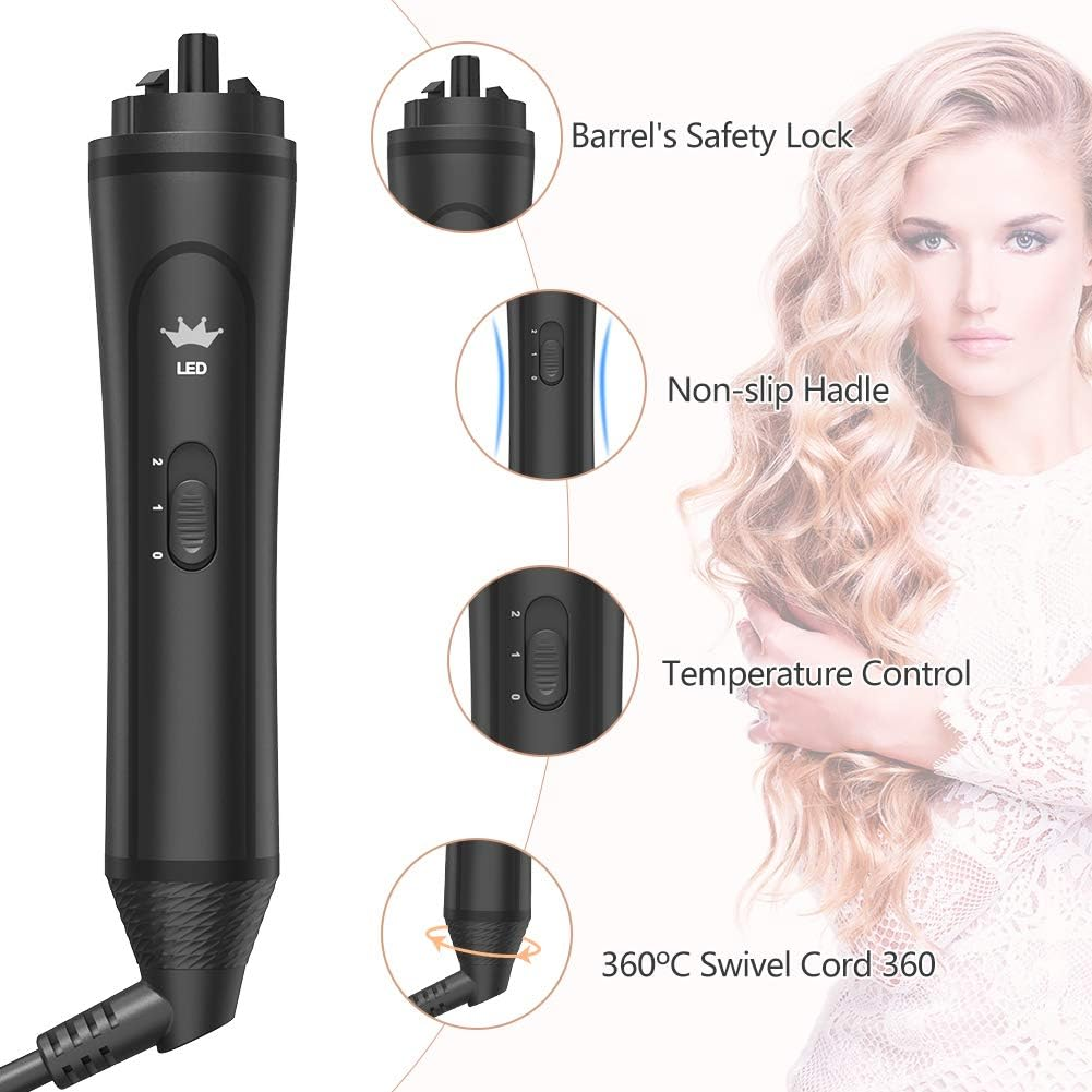 6-IN-1 Curling Iron, Professional Curling Wand Set, Instant Heat up Hair Curler with 6 Interchangeable Ceramic Barrels (0.35'' to 1.25'') and 2 Temperature Adjustments, Heat Protective Glove & 2 Clips image number 6