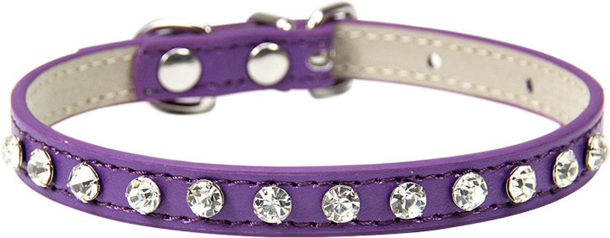 PU Leather Cat Collar Inlaid Sparkling Rhinestone Cat Collar Artificial Crystal Diamond Cat Collar Adjustable Cat Collar,Purple,Xs image number 5