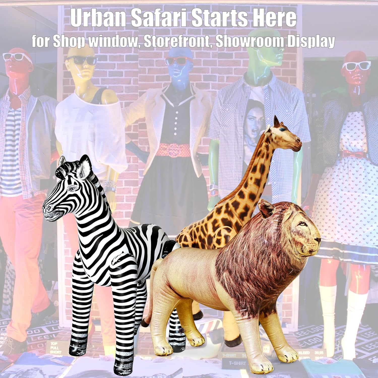 Jet Creations 3 Pack Giraffe Zebra Lion Safari Great for Pool, Party Decoration, AN-GZL image number 2