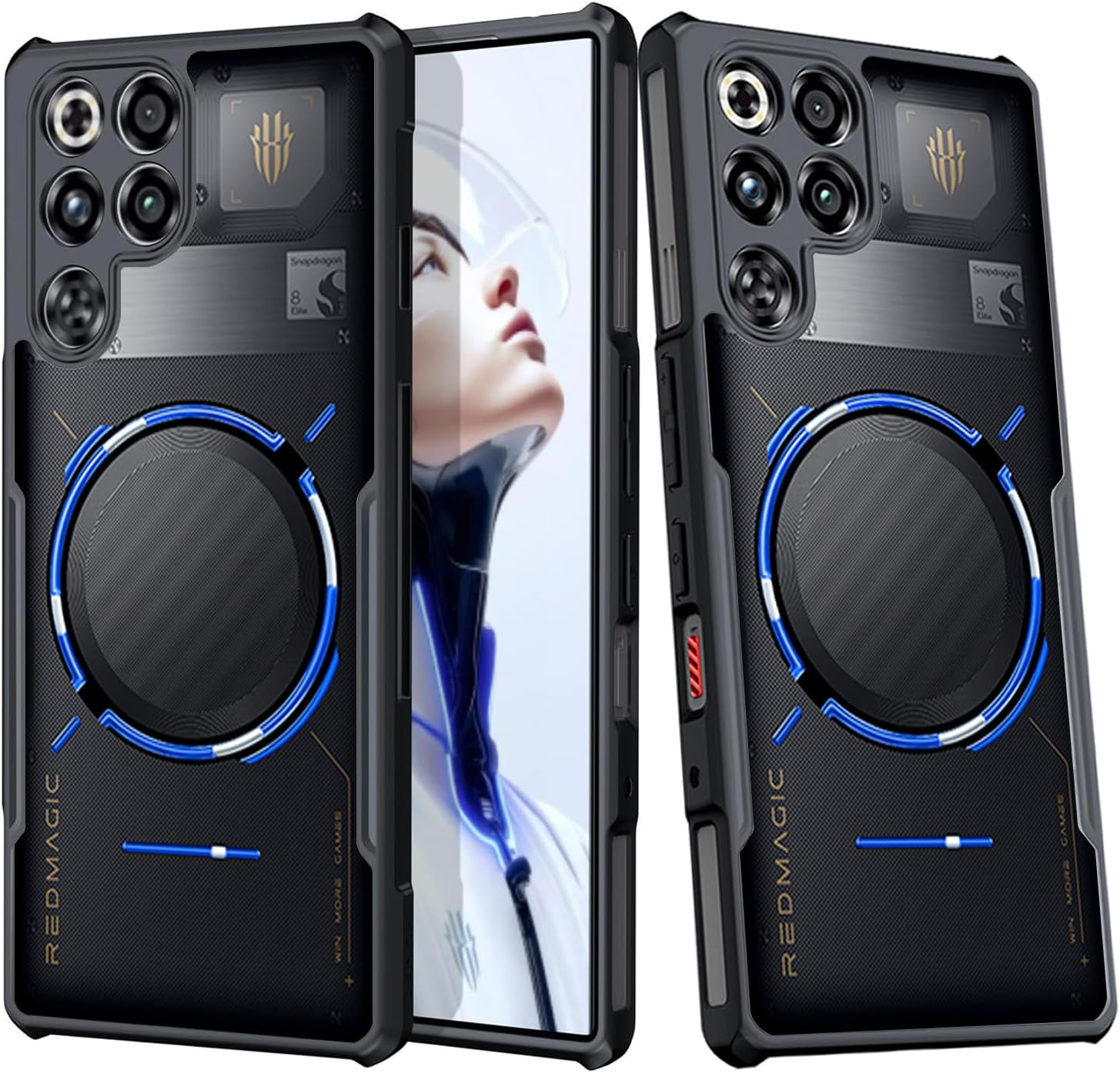 Guizzcg for ZTE Nubia Red Magic 9 Pro / 9 Pro+ / 9S Pro / 9S Pro+ Case with Ring Stand Holder, Soft TPU Bumper + Acrylic Back Military Grade Airbags Shookproof Drop Protection, Stand Black image number 2