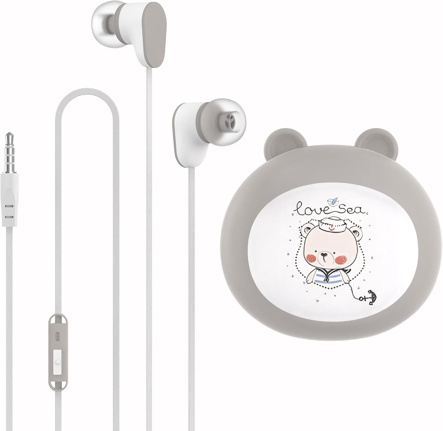 Geekria Kids Wired Earbuds with Mic for School and Online Class, Children'S 3.5Mm Jack In-Ear Earphone with 85Db Volume Limit for Small Ears, Storage Case Included (Gray)