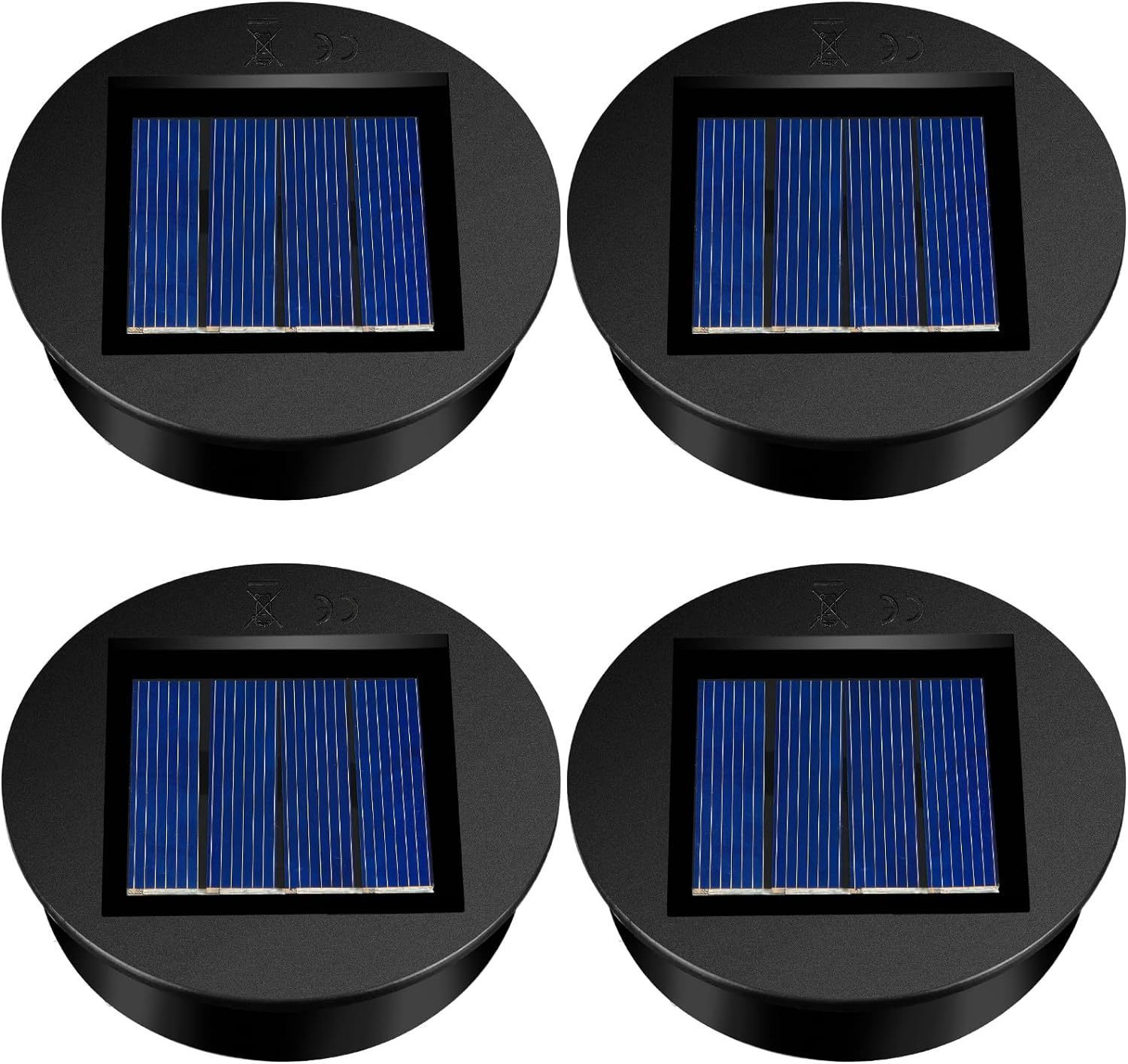 4 Pieces Replacement Solar Light Tops Outdoor Hanging Lantern Solar Light Parts round Waterproof Decorative for Outdoor Hanging Lanterns, Warm(2.76 Inch in Diameter) image number 2