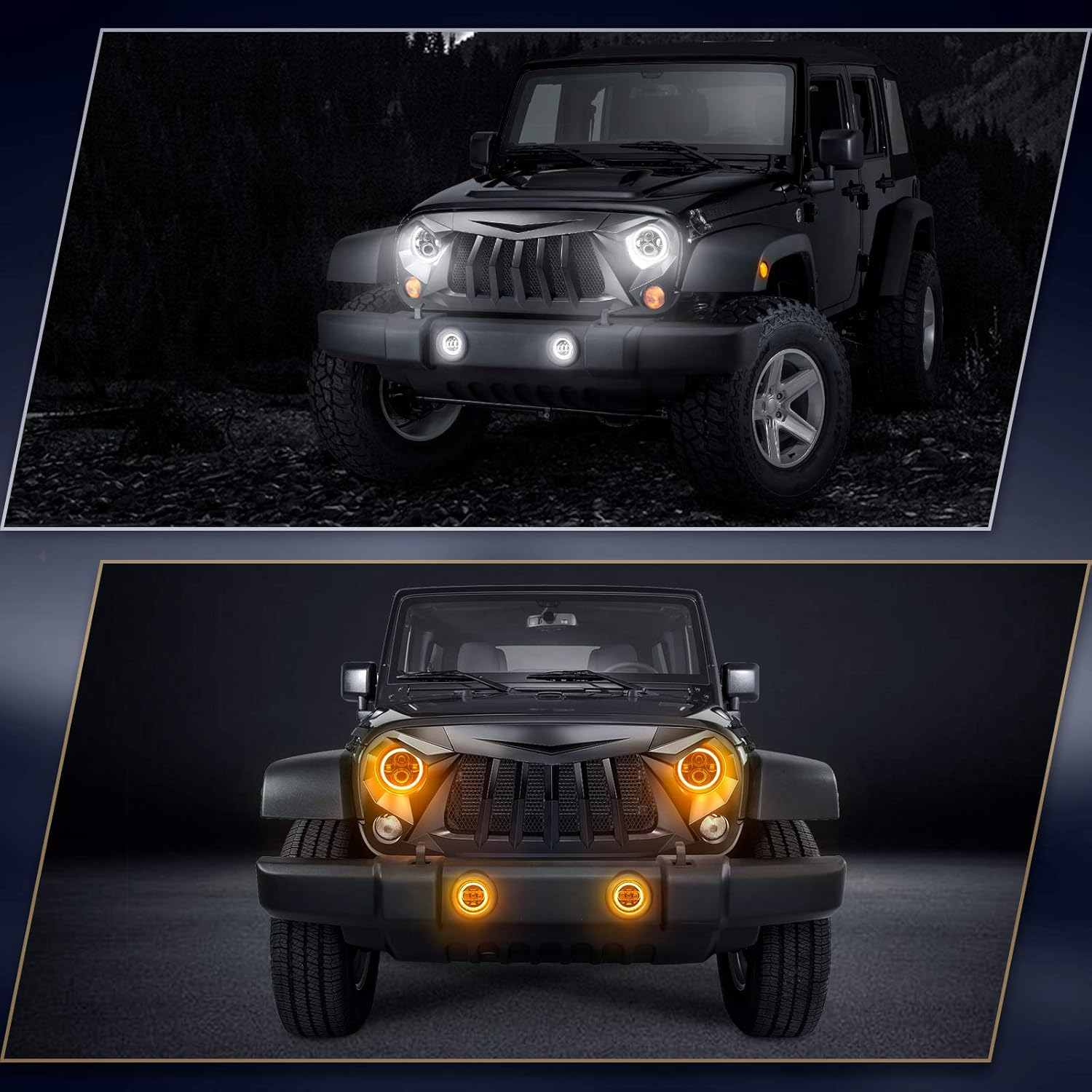 SUPAREE 7 Inch LED Headlight and 4 Inch Fog Light Turn Signal DRL and Hi/Lo Beam Fit for 1997-2018 Jeep Wrangler JK LJ TJ CJ Sahara Sport Rubicon H1 H2