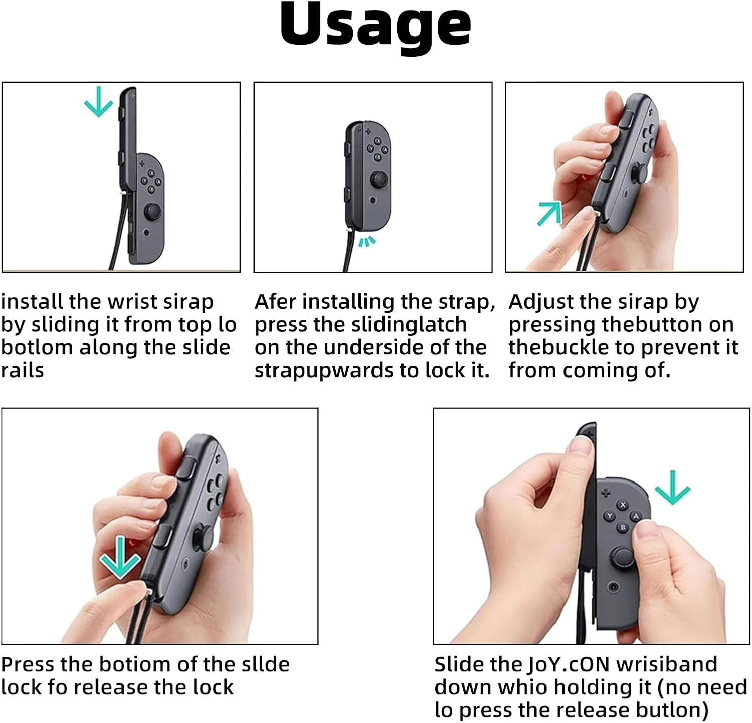 Hzqzaoan 2 Pack Wrist Strap for Switch Joycons Strap Grips - Official Style Enhanced Wristband for Switch Sports Games, Anti-Slip Secure Accessories for Nintendo Switch Joycon Controller (Black) image number 4