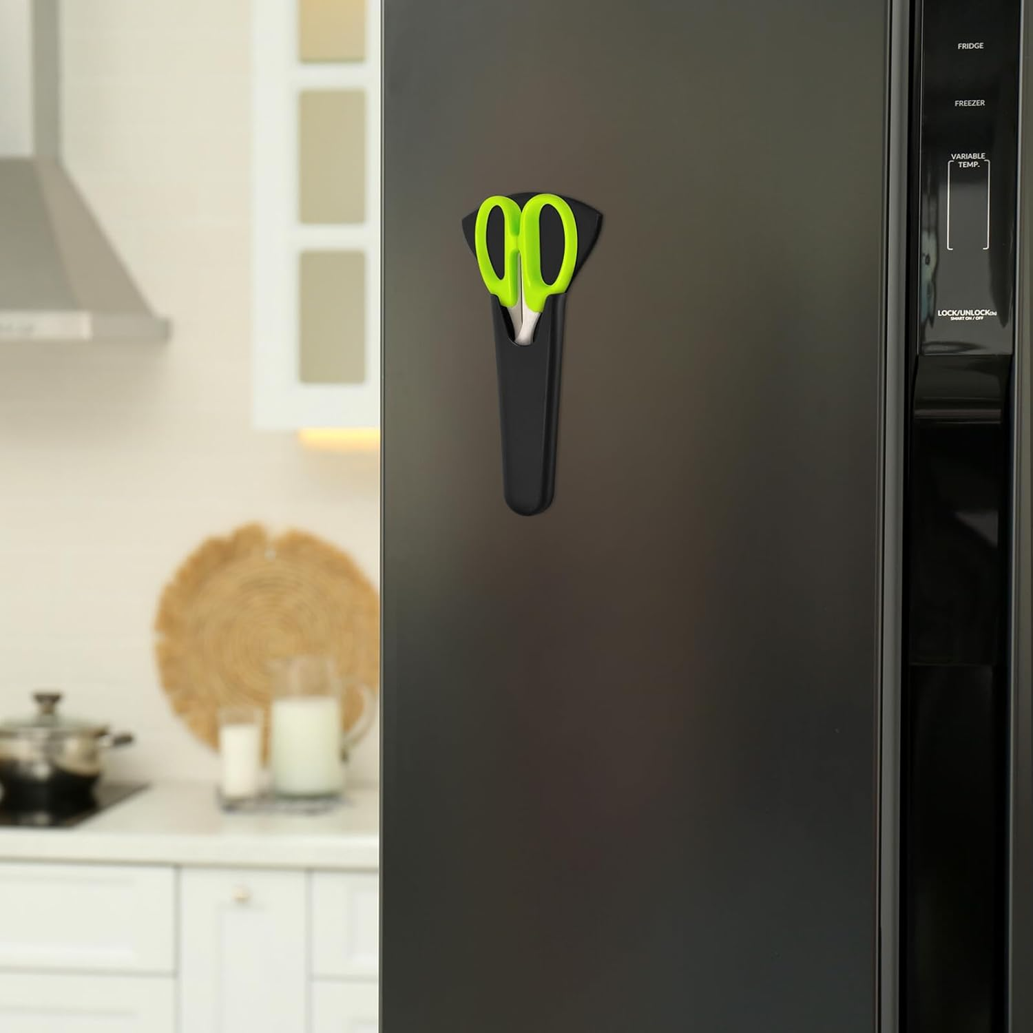 Cabilock Magnetic Scissor Holder for Refrigerator Kitchen Lightweight Plastic Organizer with Wear-Resistant Design and Strong Magnet for Metal Surfaces Home Storage image number 6