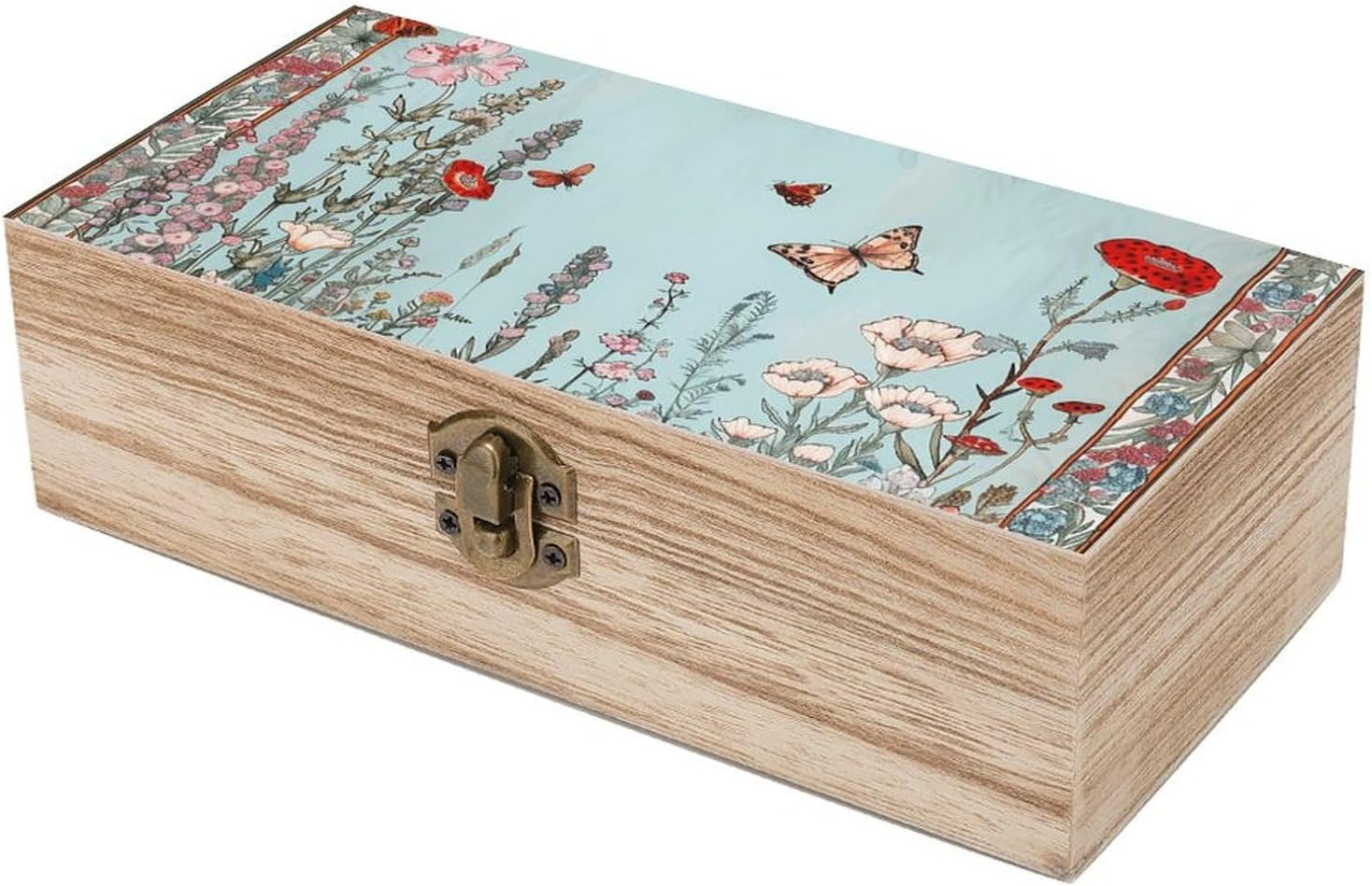 Flowers Wooden Box Wood Wedding Keepsake Boxes with Lids Small Decorative Boxes Lightweight Wooden Memory Storage Box for Crafts Keepsakes Jewelry Photo Letter Storage image number 6