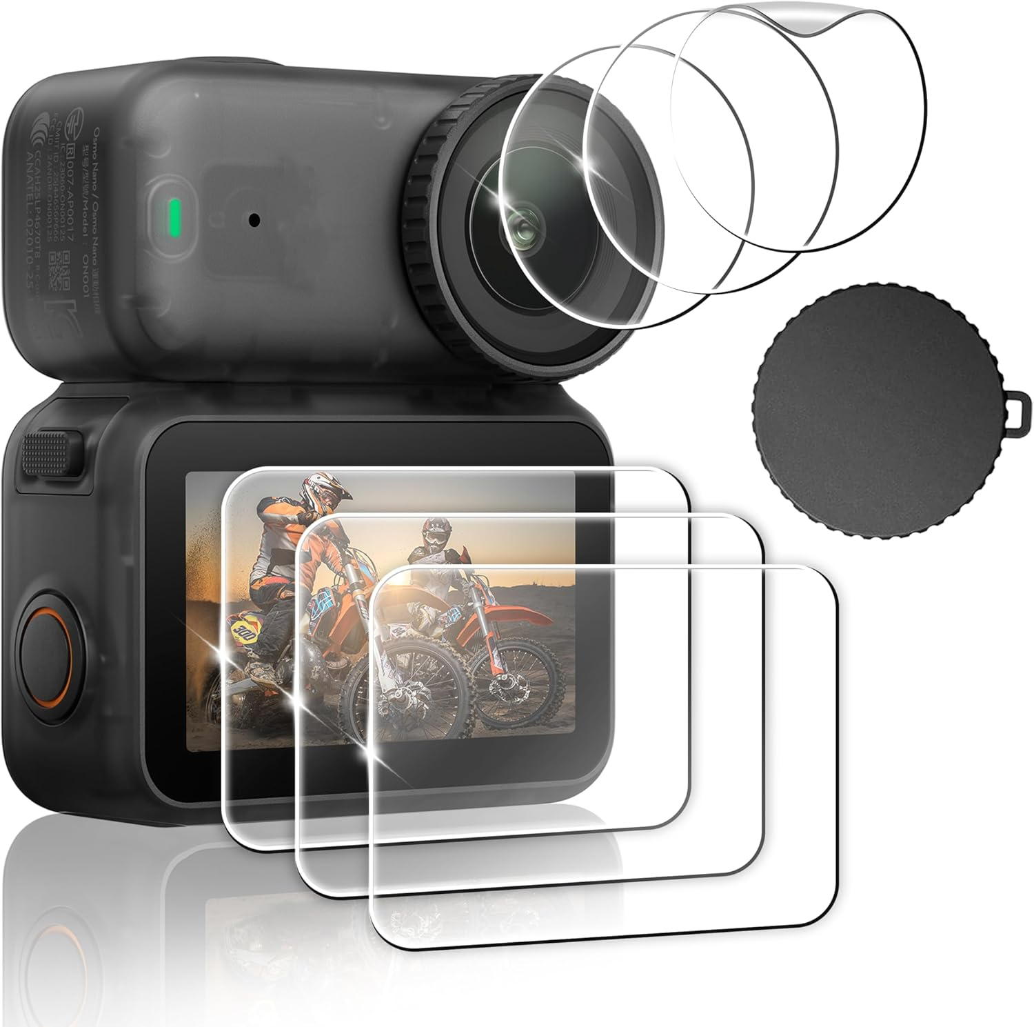 Fitstill 3Pack Screen Protector Appliable for DJI Osmo Nano,Ultra HD 9H Hardness Tempered Glass+Lens PET Protector+Rubber Lens Cover,Scratch Resistant Anti-Fingerprint Bubble Free Camera Accessory image number 2