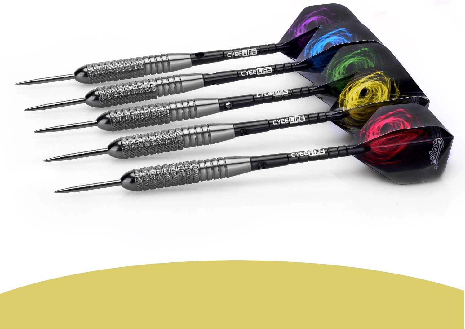 Cyeelife 12Pcs Steel Tip Darts 22/28G+16 Flights+Sharpener+Dart Tool+12Aluminium Shafts with Rubber Rings image number 4