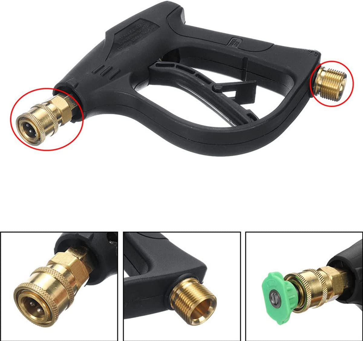 High Pressure Washer Gun,4000 PSI Max with 5 Color Quick Connect Nozzles M22 Hose Connector 3.0 TIP image number 6