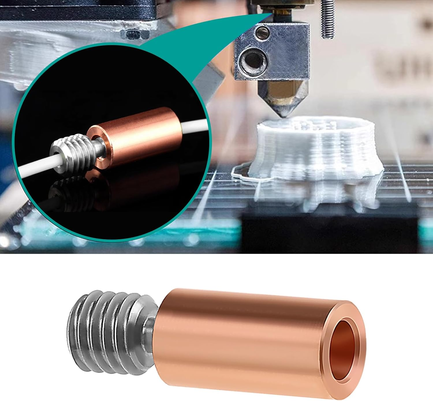 Create Idea Smooth Bimetal Heatbreak 1.75Mm Filament Titanium Copper Thermal Barrel Tube Compatible with E3D V6 Muti Color Hotend 3D Printer image number 4