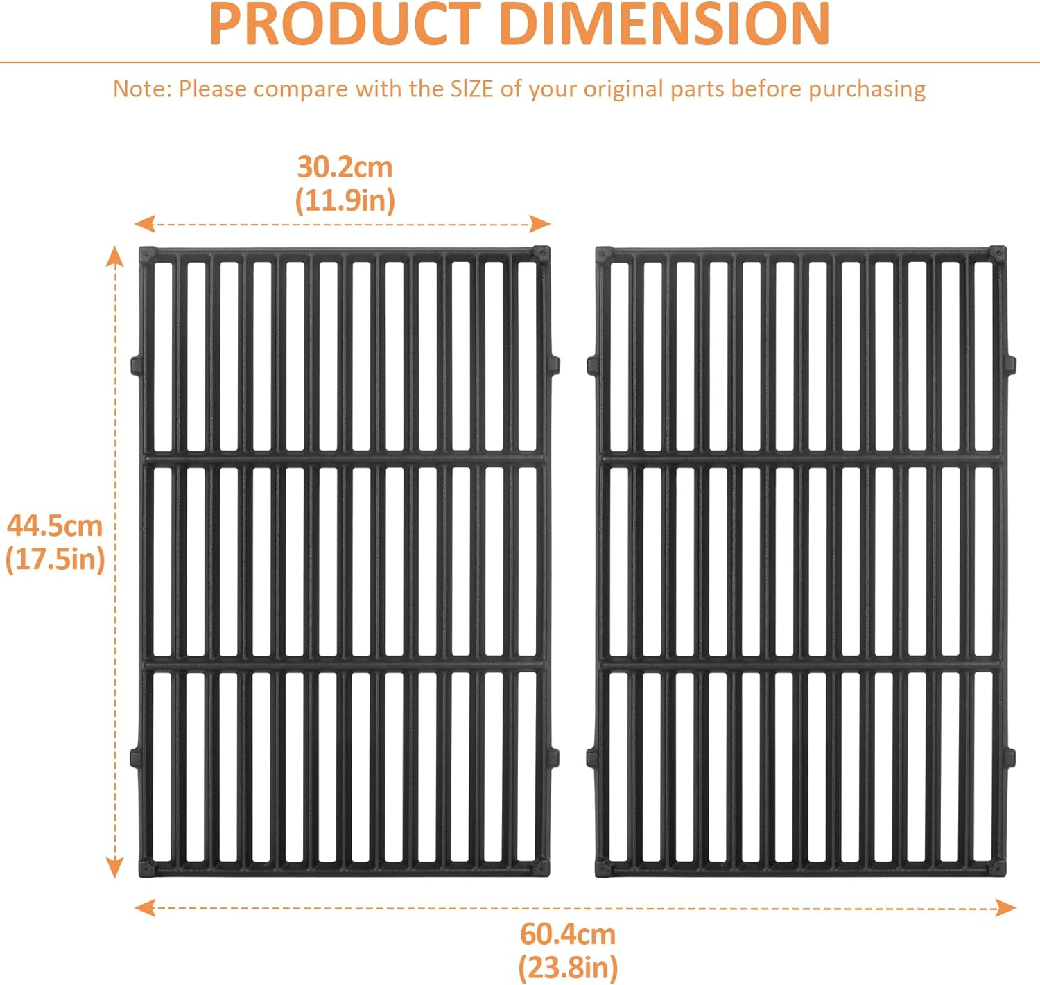 7638 Grill Grates for Weber Spirit 300/Spirit II 300 Series, Cast Iron Grates Replacement for Weber Spirit E/S-310 E/S-320 E/S-330, Spirit 700, Genesis Silver/Gold B & C, Genesis 1000-3500, 7639 image number 5