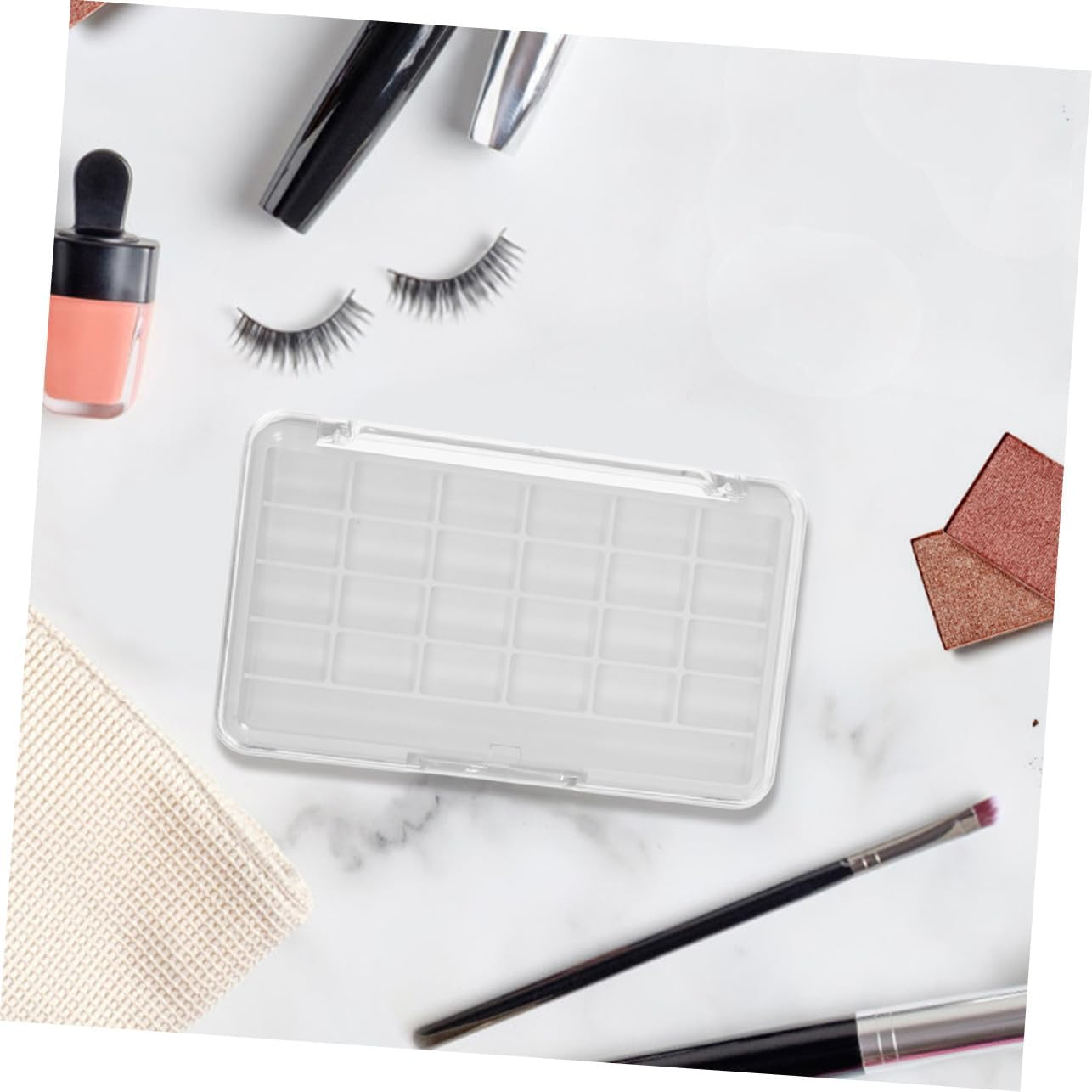 DONFAMDS 2PCS Transparent Empty Makeup Palette with Clear Lid Portable Eyeshadow Organizer for DIY Lipstick Blush Highlighter Storage Travel-Friendly Cosmetic Case