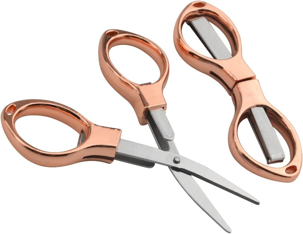 XINMEIWEN 6Pack Folding Scissors Portable Travel Scissors Stainless Steel Small Sewing Scissors Set Glasses-Shaped Mini Shear with 3 Colors for Home Office and Travel Use image number 4