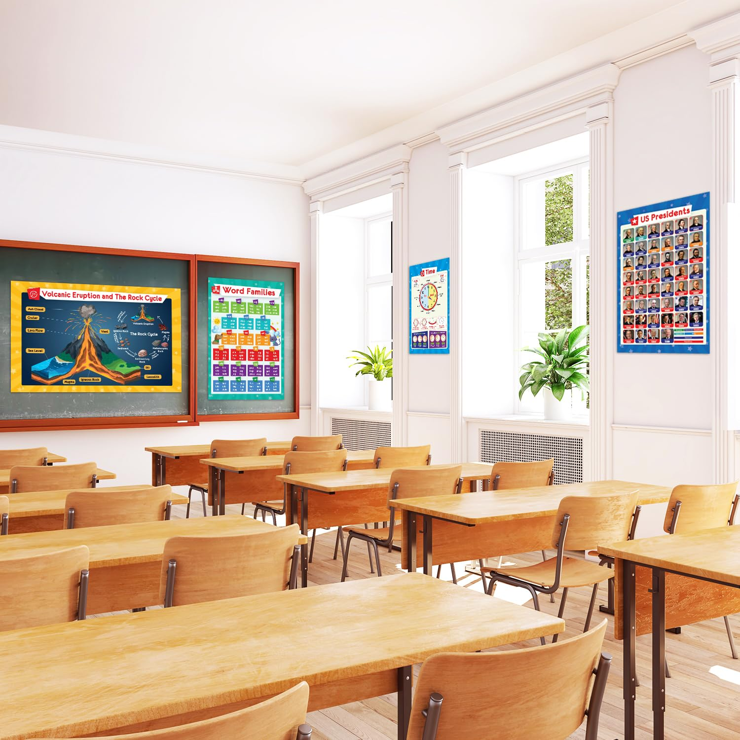 32 Set of 59 Educational Posters for Kids - 17X11, Multiplication Chart, ABC, World, USA Map, Periodic Table, Division, Homeschool Supplies - 17X11 image number 3