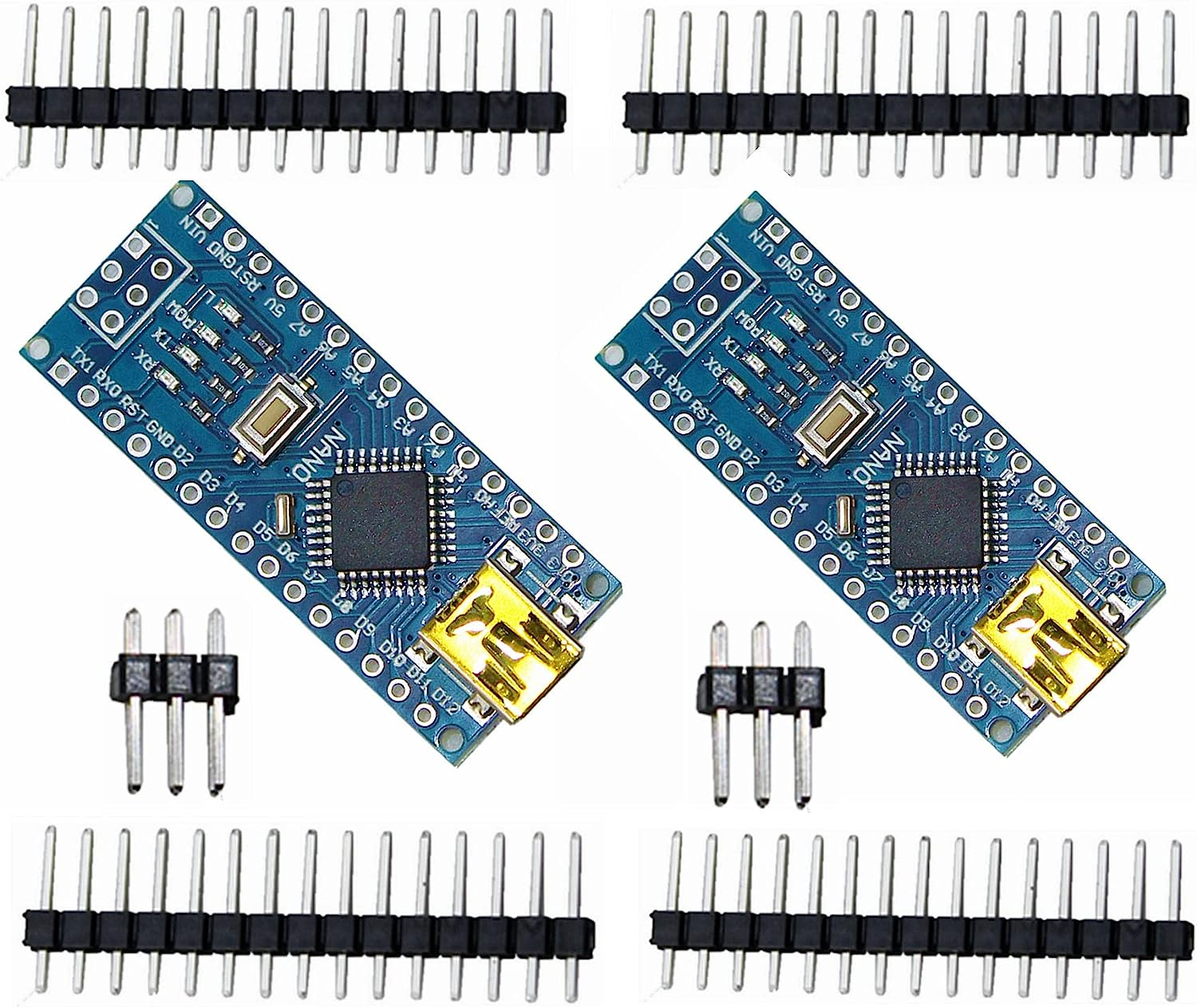 DIGISHUO 2Pcs Nano V3.0 Atmega328P CH340G | 5V 16M Type-C Port Module| Micro Controller Board Development Board with PIN Headers Pin Unsoldered