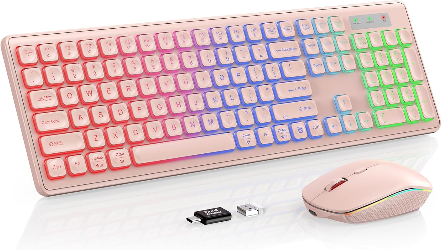 Wireless Keyboard and Mouse Combo - Large Print, RGB Backlit, Oversize Light up Letters, Rechargeable, Ergonomic Tilt Leg, Sleep Mode, 2.4Ghz Quiet Keyboard Mouse for Mac, Windows, Laptop, PC, Trueque