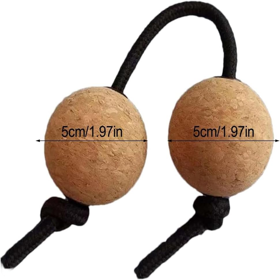 THJOPOKEEL Cork Sandball Rhythmic Ball Silent Practice Ball Fingertip Ball Kashaka Instrument Musical Shakers Double Ball Percussion African Classic Instrument image number 3