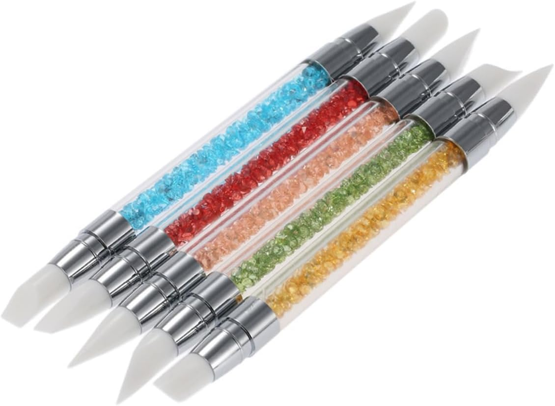 MUSISALY 5Pcs Nail Art Carving Pen Kit Silicone Double Head Painting Tools for Effect Nails Random Color image number 3