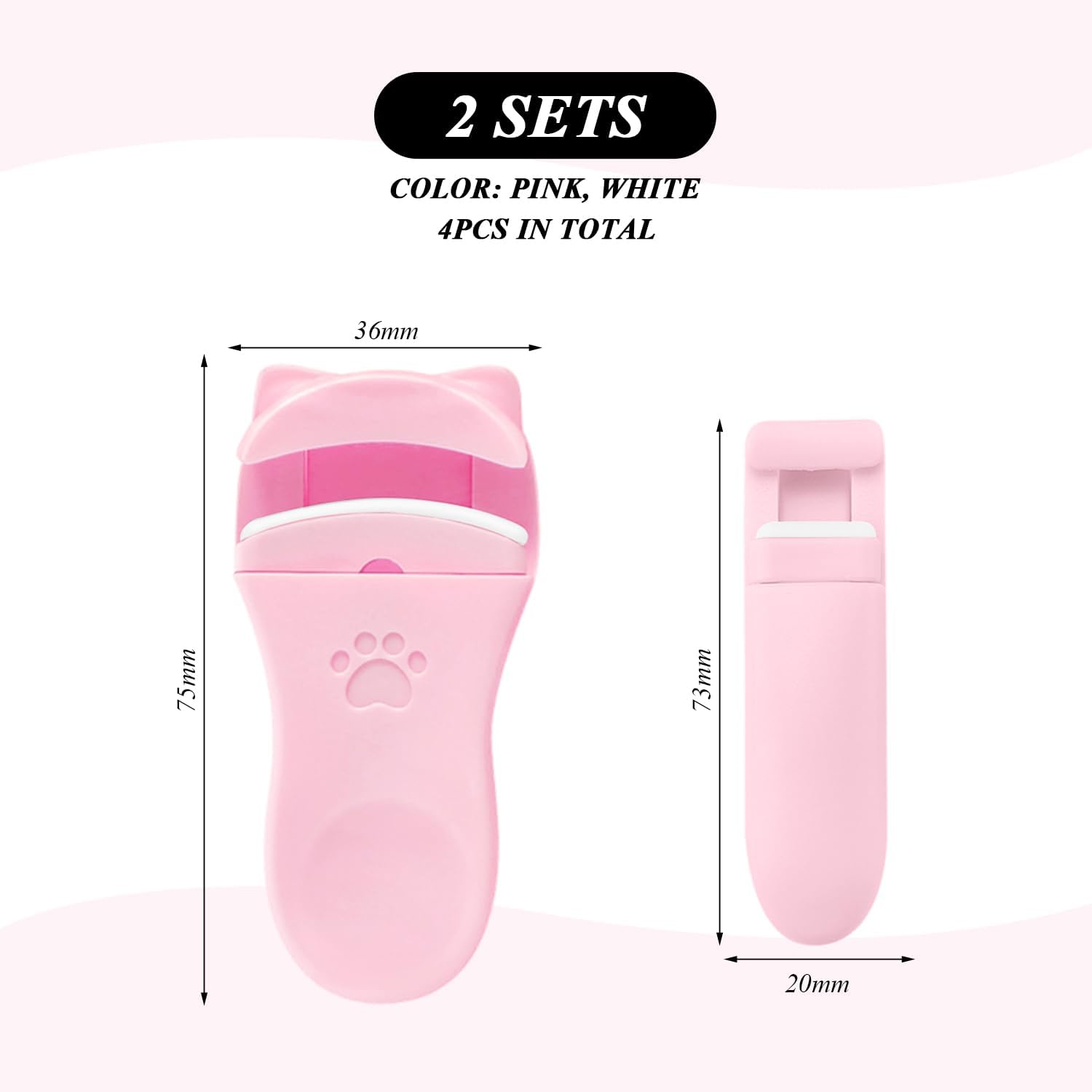 Pack of 4 Cat Claws Eyelash Curls, Cute Eyelash Burlers, Portable Eyelash Curlers, Eyelash Curlers, Eyelash Curling Tools and Make up Accessories