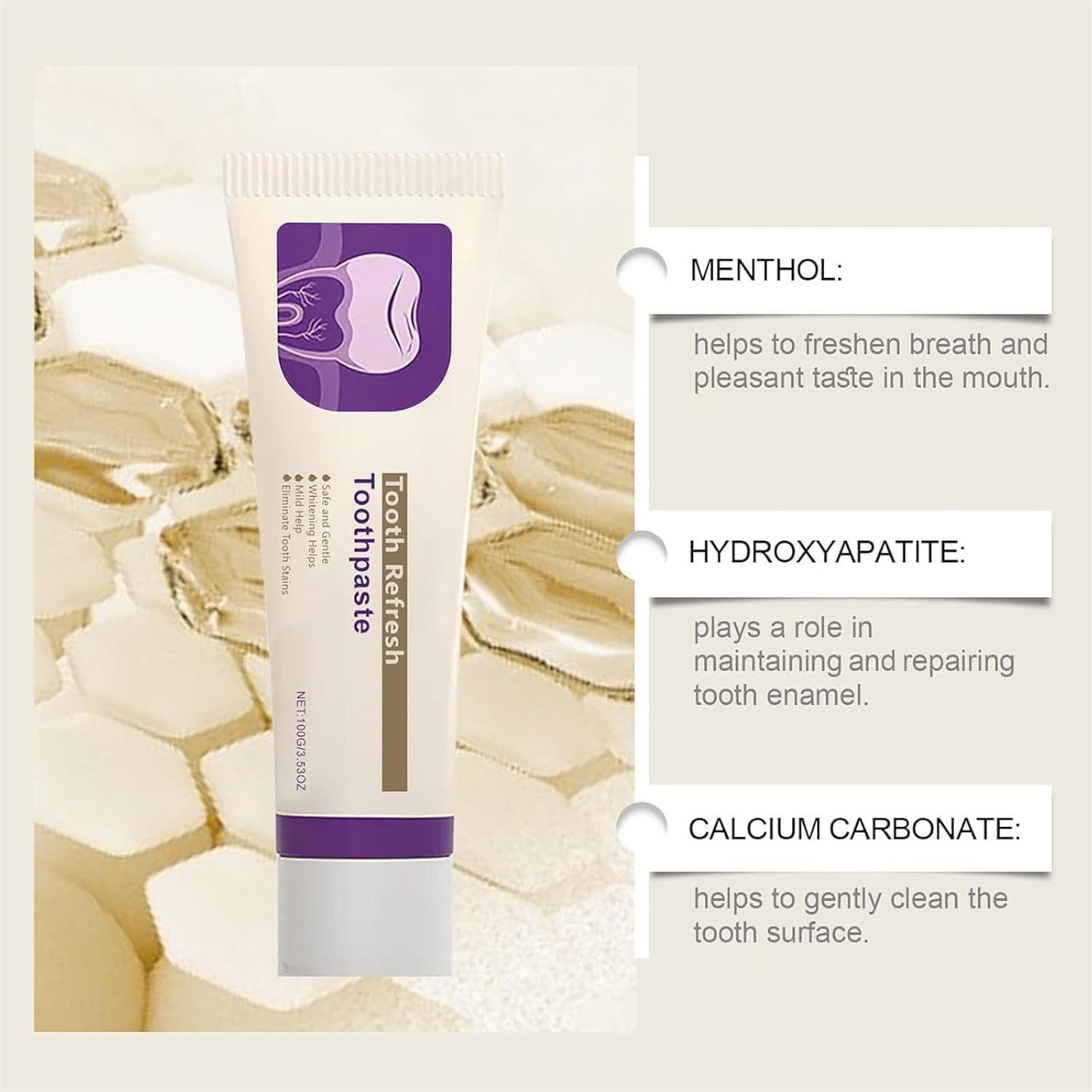 Kreain Nature Tooth Refresh Toothpaste, Enamel Strengthening & Fresh Breath Oral Care, Whitening, Deep Cleaning, Removes Stains and Promotes Healthy Teeth, for Sensitive Teeth (2Pcs)