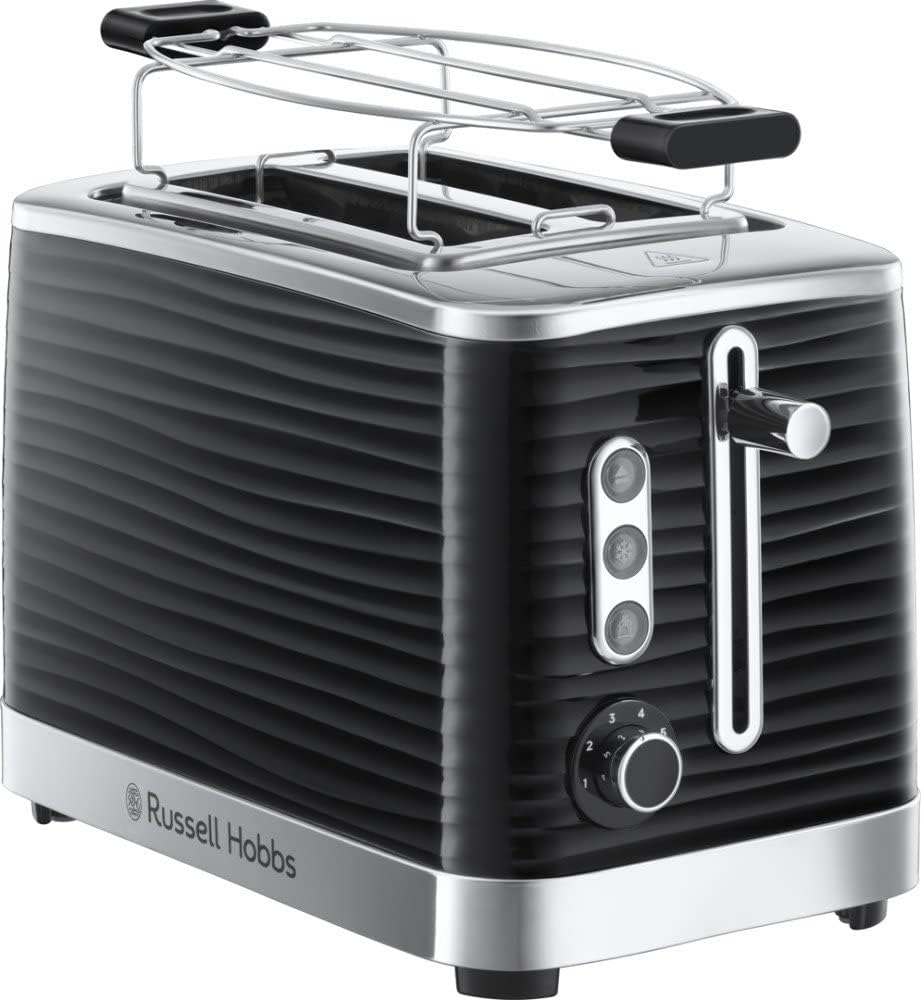 Russell Hobbs Inspire 24371-56 Toaster [For 2 Slices] Black with High-Quality High Gloss Structure (Extra Wide Toast Slots, Including Bun Attachment, 6 Browning Levels + Defrost & Reheat Function) image number 2