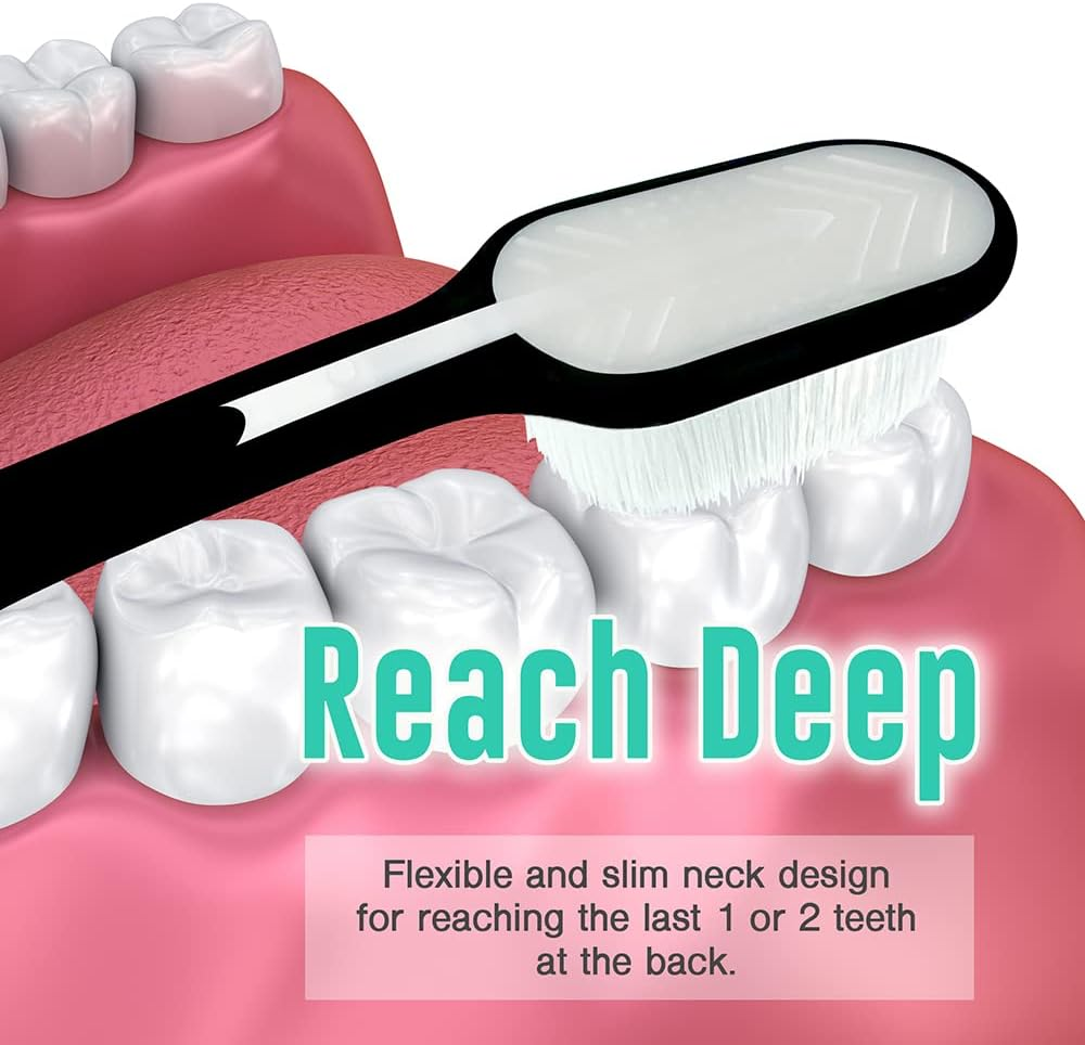 ACASSA, Super Soft Toothbrush, Nano Toothbrush, Micro Toothbrush, 20000 Bristle, Gum Toothbrush, Toothbrush in Case, Sensitive Toothbrushes, Nano Toothbrushes for Adults and Kids, Slim, Pink, Blue - Black-White image number 4