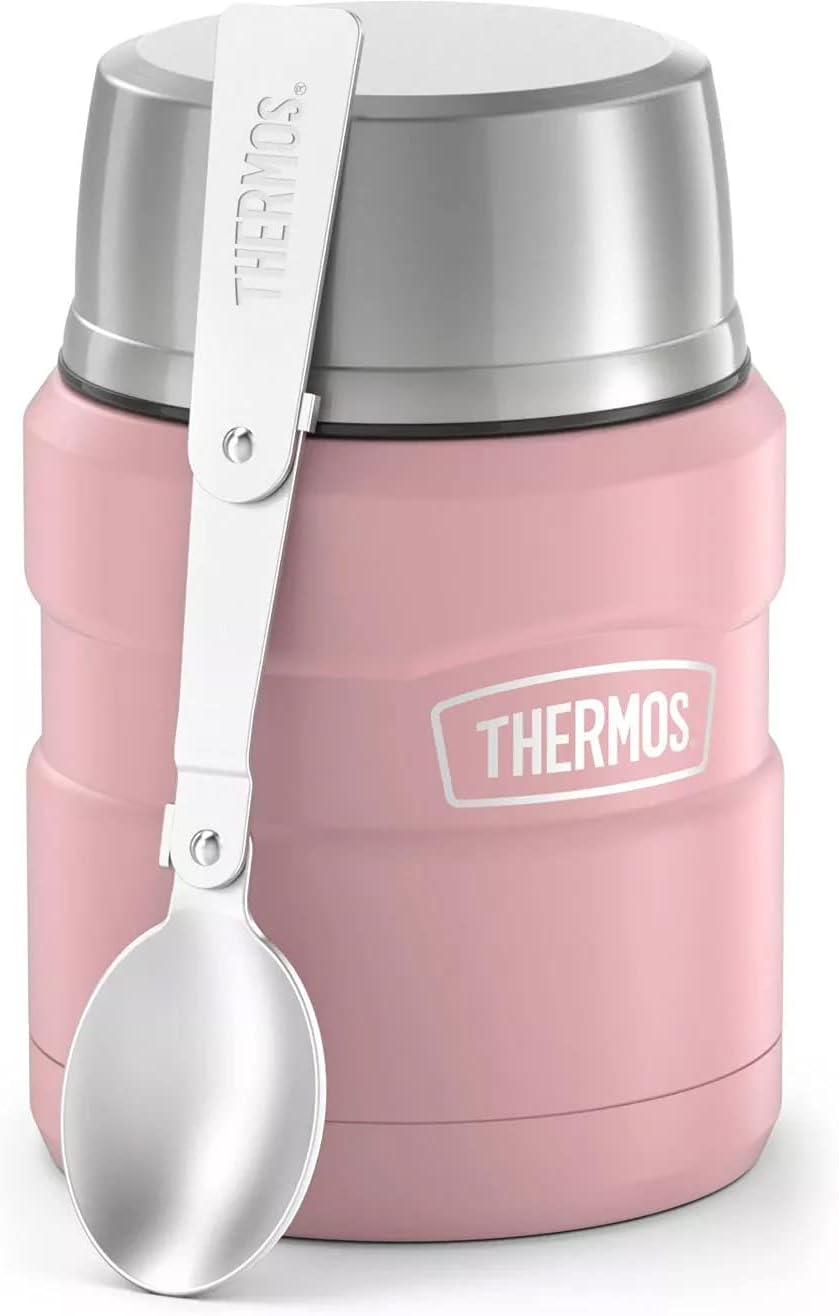 THERMOS Stainless King Vacuum-Insulated Food Jar with Spoon, 16 Ounce, Matte Rose - Rose image number 2