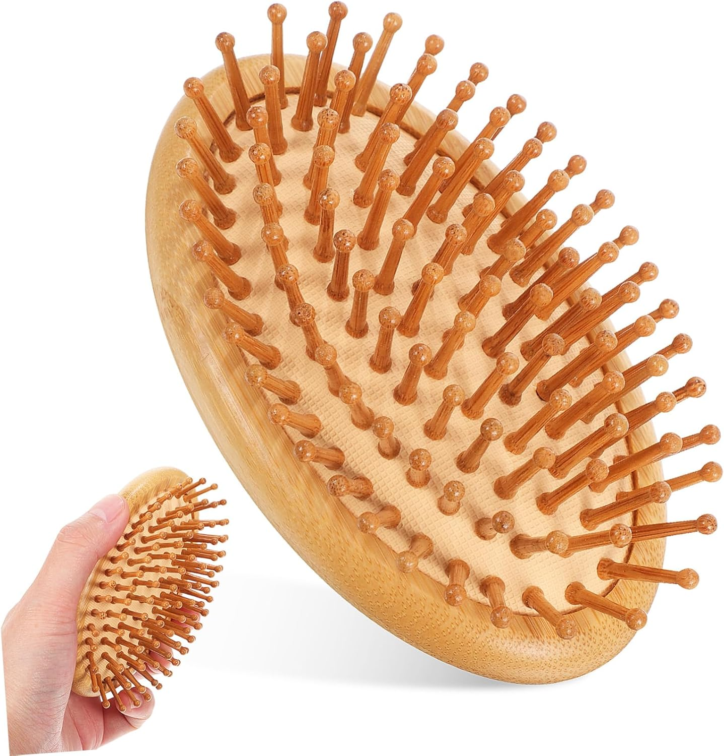 SHERCHPRY Bamboo Hair Brush Scalp Massager Detangling Comb for Curly Hair Natural Bamboo Anti-Static Suitable for Men and Women for Daily Use image number 4