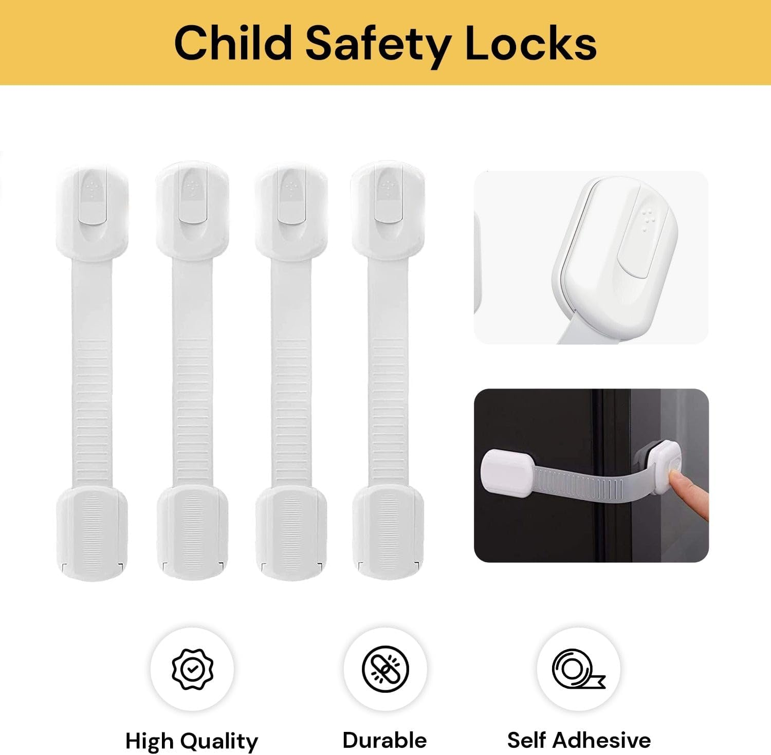 Spendeal Child Proof Cabinet Locks Baby Proofing Child Safety Locks with Baby Proof Multi-Purpose Lock for Cabinets, Drawers, Fridge, Trash Can, Cupboard with Adhesive Drawer Door Latches (12 Count) image number 1