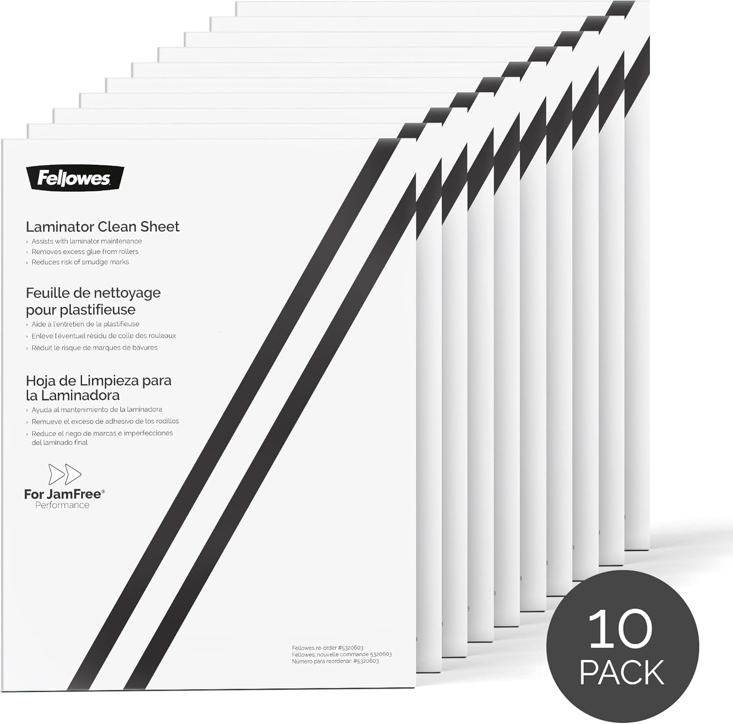 Fellowes Laminator Cleaning Sheets, 10 Pack, 8.5 X 11 In image number 3