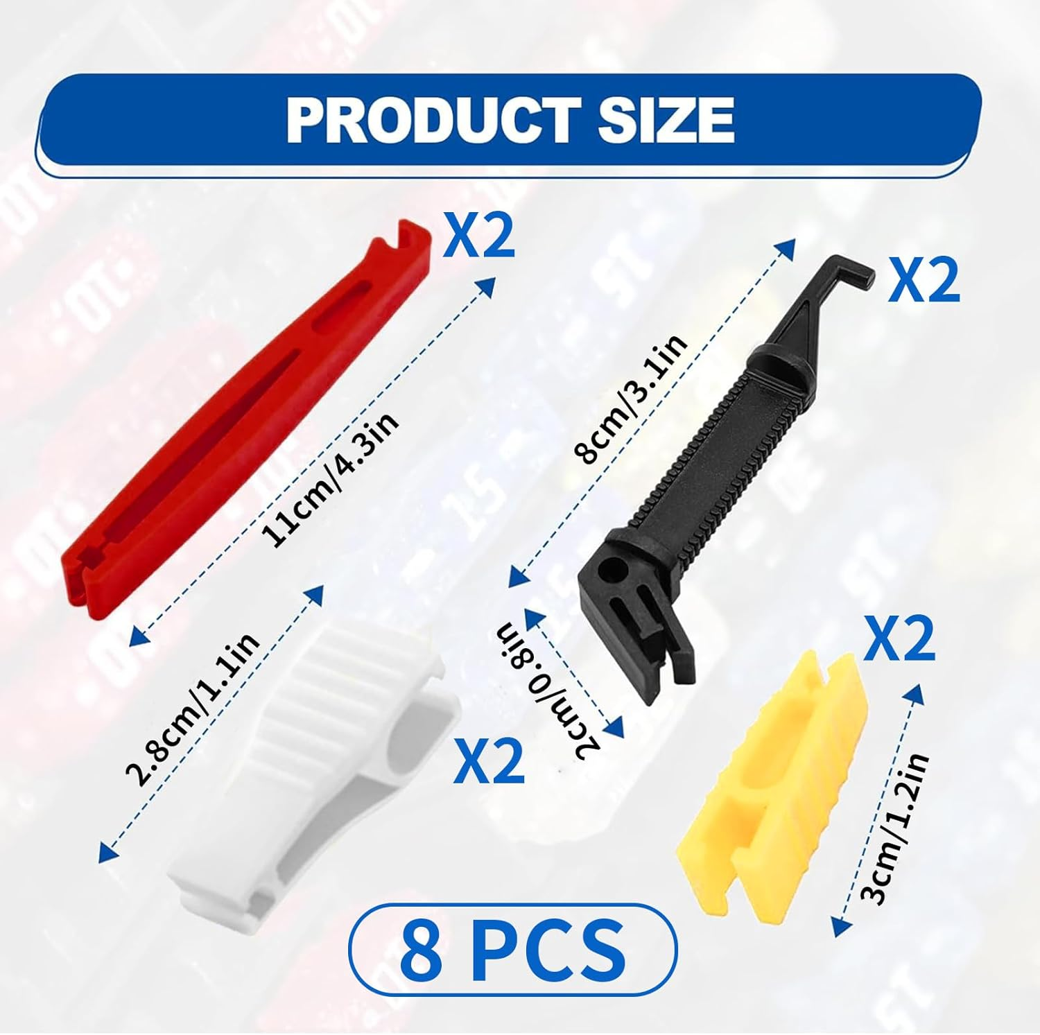 Qioon 8 PCS Blade Glass Fuse Insertion Puller Set, Plastic Automotive Fuse Extractor and Replacement Tool for Car, Motorcycle, and Truck, 4 Sizes image number 1