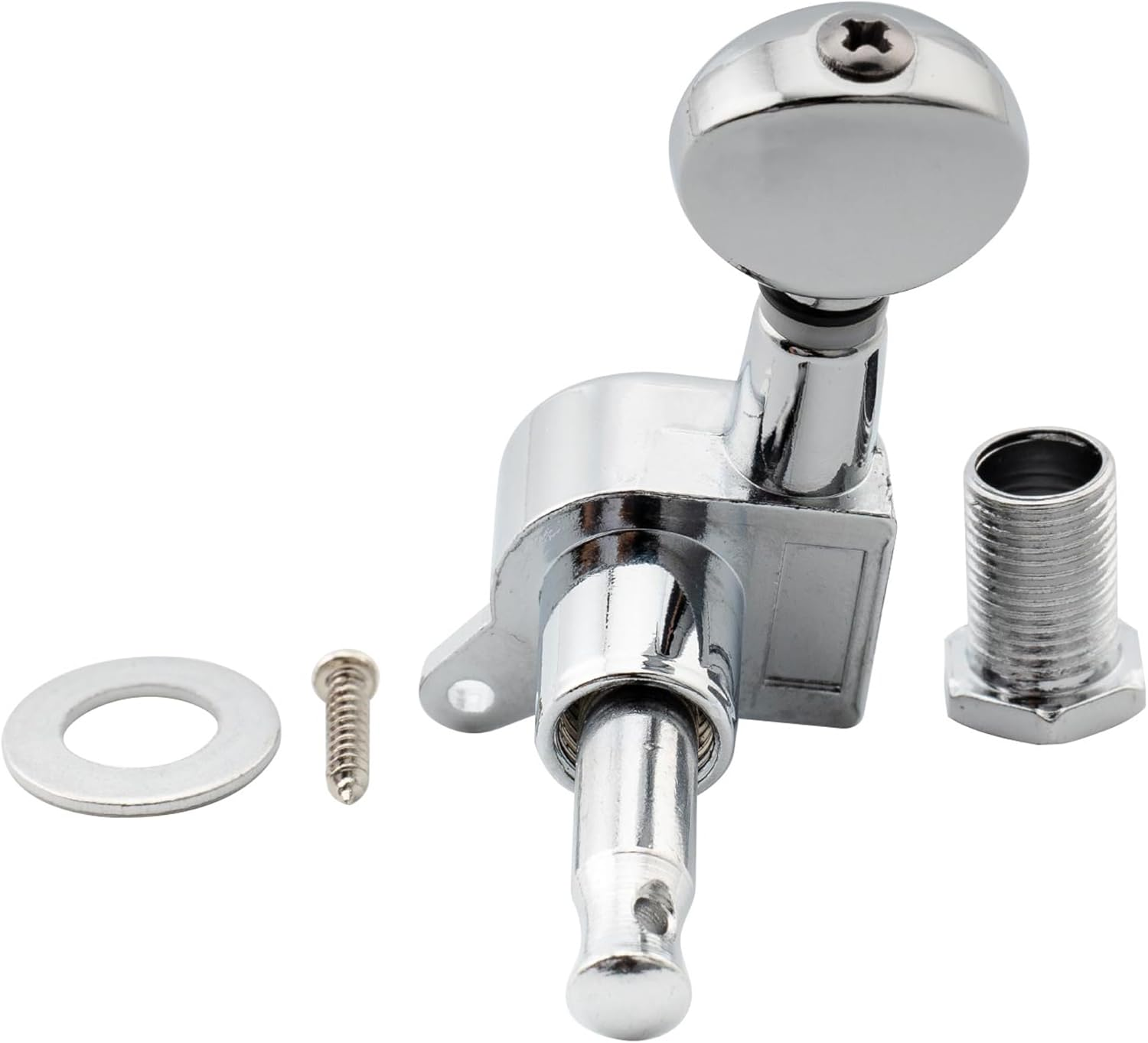 Musiclily 6-In-Line Sealed Guitar Tuners Tuning Pegs Keys Machine Heads Set for Strat Tele Style Electric Guitar, Kidney Button Chrome image number 6