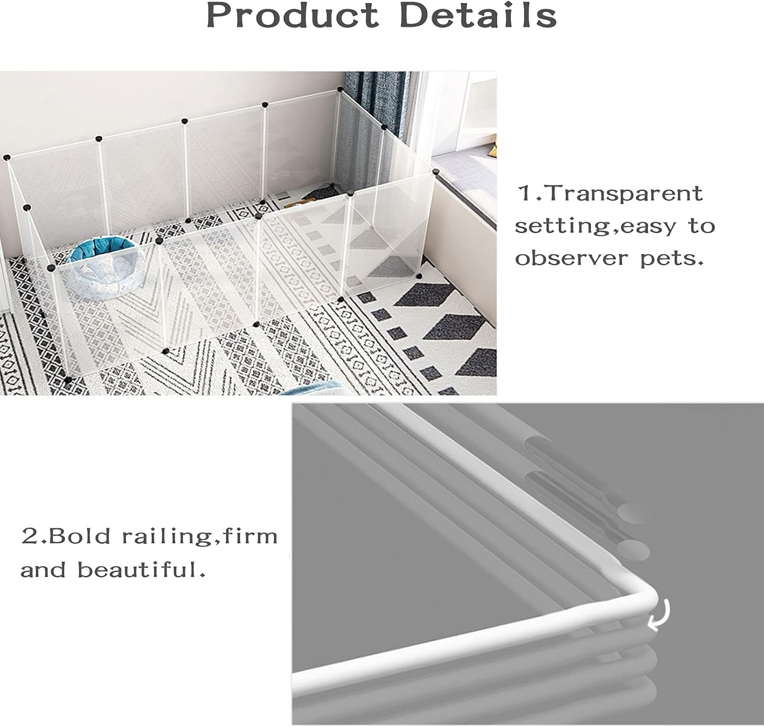 Kathson Plastic Pet Playpen,Portable Bunny Fence,Small Animals DIY Metal Enclosure Pen Cage Yard Outdoor & Indoor for Small Rabbit Cat Guinea Pig Hedgehogs Rat(12 Panels/13.8 X 17.7 Inches) image number 6