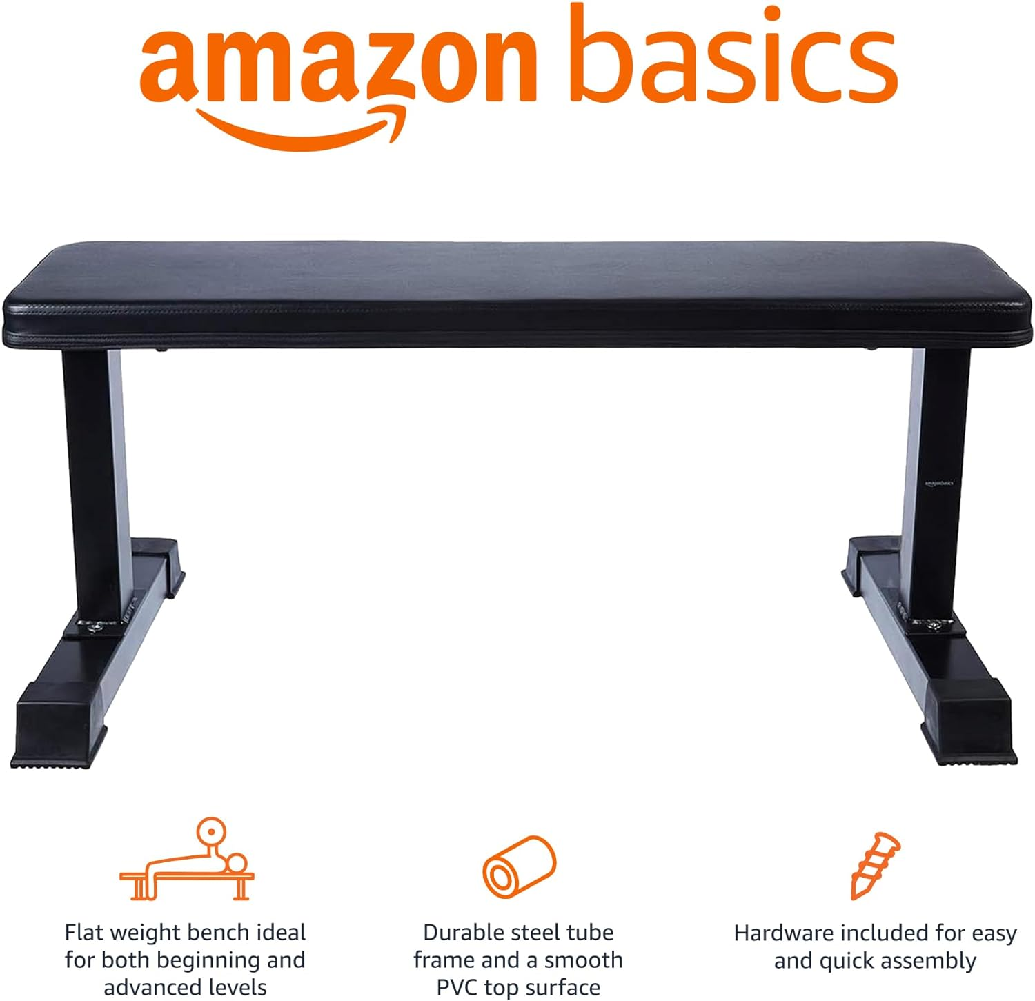 Amazon Basics Flat Weight Workout Exercise Bench, Black image number 2
