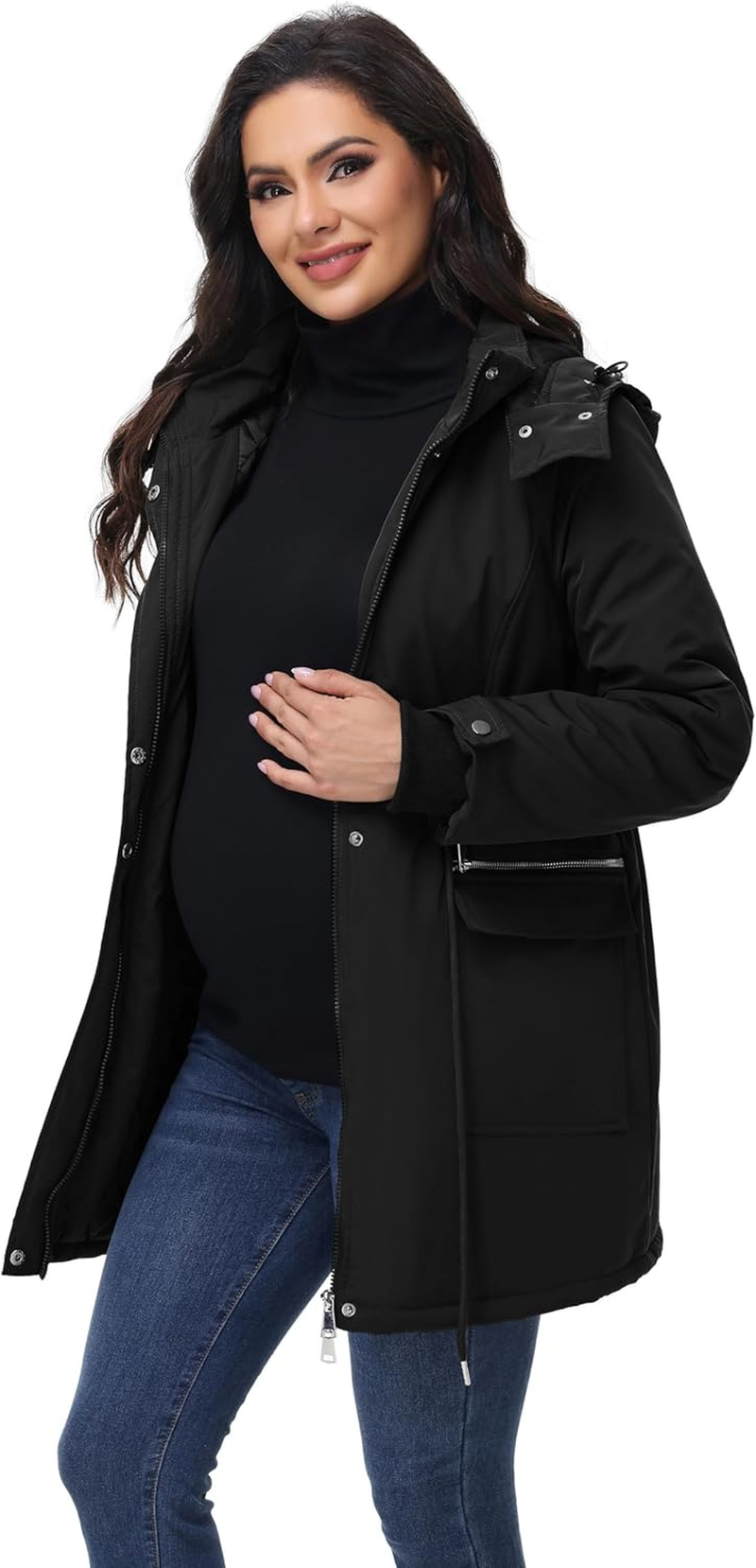 Maacie Maternity Cotton Jacket Jacket Stand up Collar Waterproof Cotton Jacket 2024