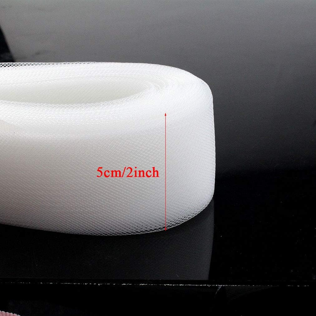 Yolyoo 50 Yards Stiff Polyester Horsehair Braid for Sewing Wedding Dress Formal Dress Accessories(White, 2 Inch Width) image number 5