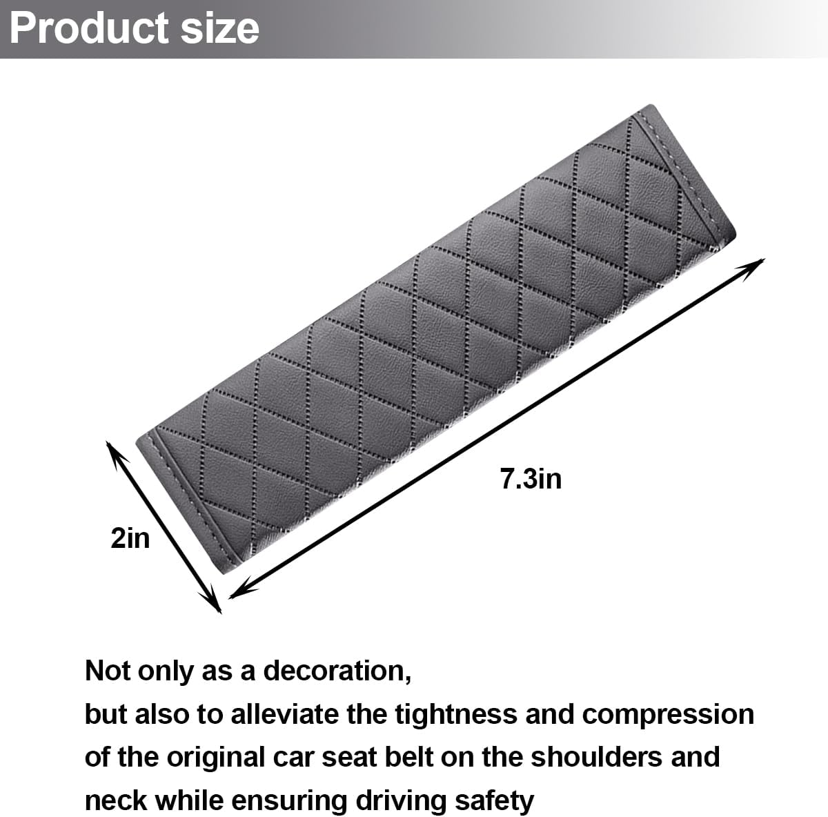 Mandark Car Seat Belt Cover, 2PCS Soft Comfort Vehicle Seatbelt Protection Pad for Safety Driving, Automotive Interior Harness Neck Shoulder Strap Protector Accessories, Universal Fit (Gray) - Gray image number 4