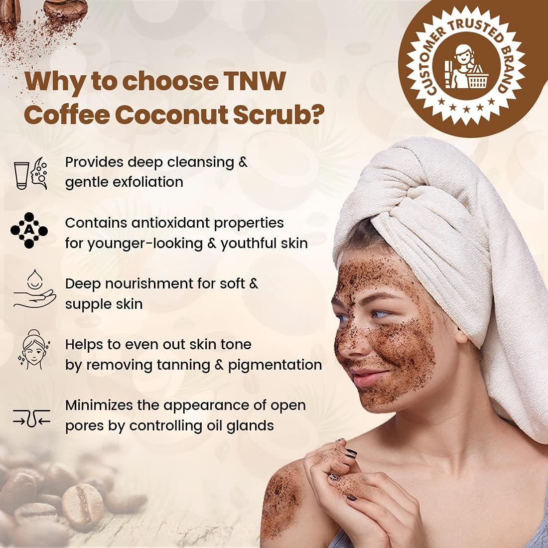 Tnw-The Natural Wash Coffee Coconut Scrub for Radiant & Healthy Skin | Gentle Exfoliator Suitable for All Skin Types | Natural & Chemical-Free Scrub, 100 G image number 1
