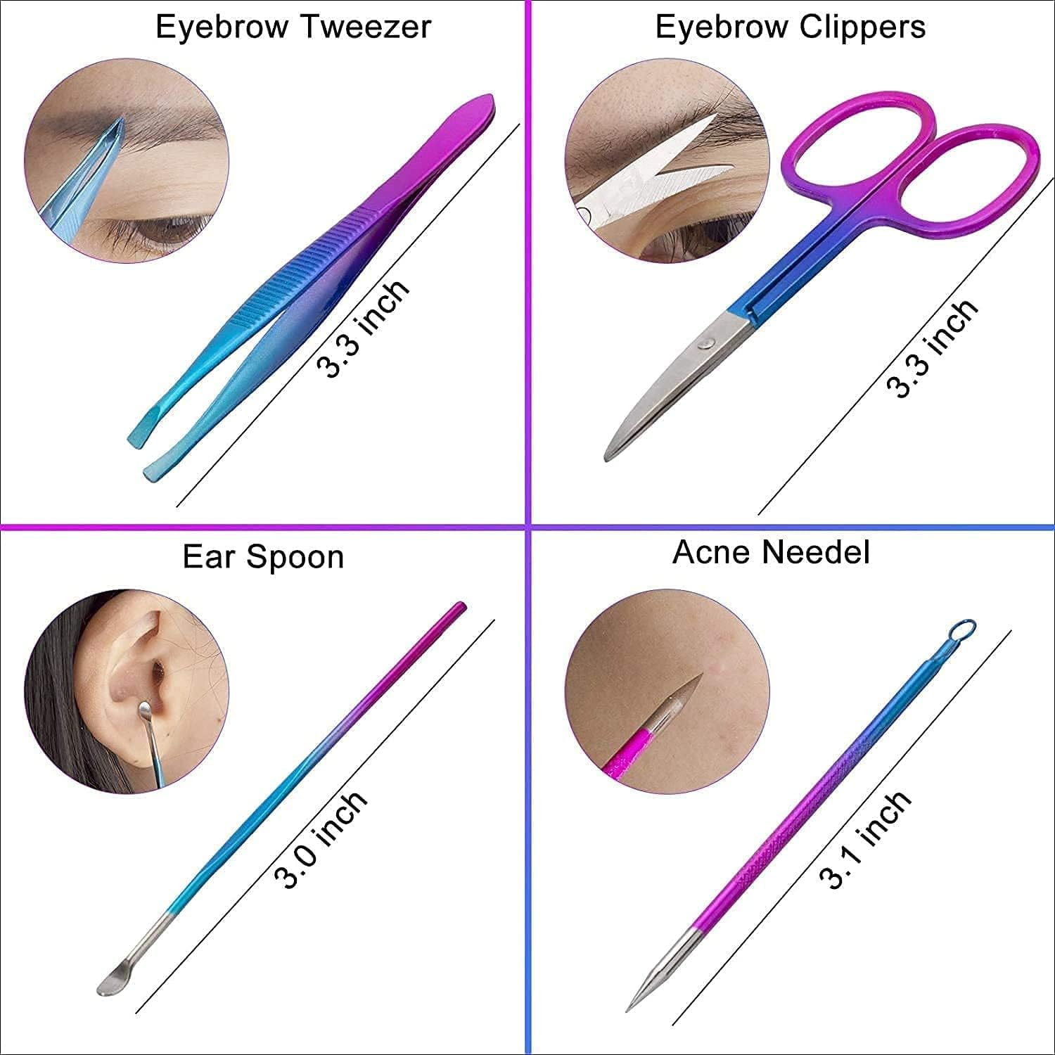 IFAN&trade; Professional Nail Clipper Nail File Nail Cutter 12PCS in 1 Rainbow Stainless Steel Manicure Set Pedicure Combo Facial Care Tools for Household Travel Portable image number 4