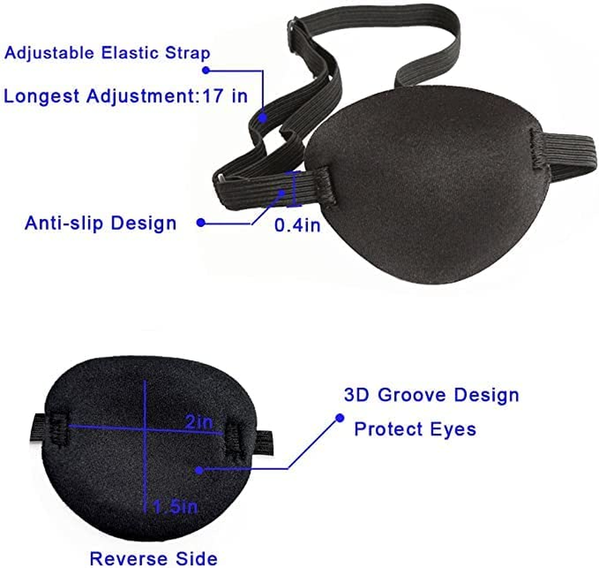 Eye Patch Single Eye Patch Eye Patch,Adjustable Elastic Lazy Eye Patch Silk Eye Patch Mask Black Single Eye Mask with Adjustable Buckle image number 3