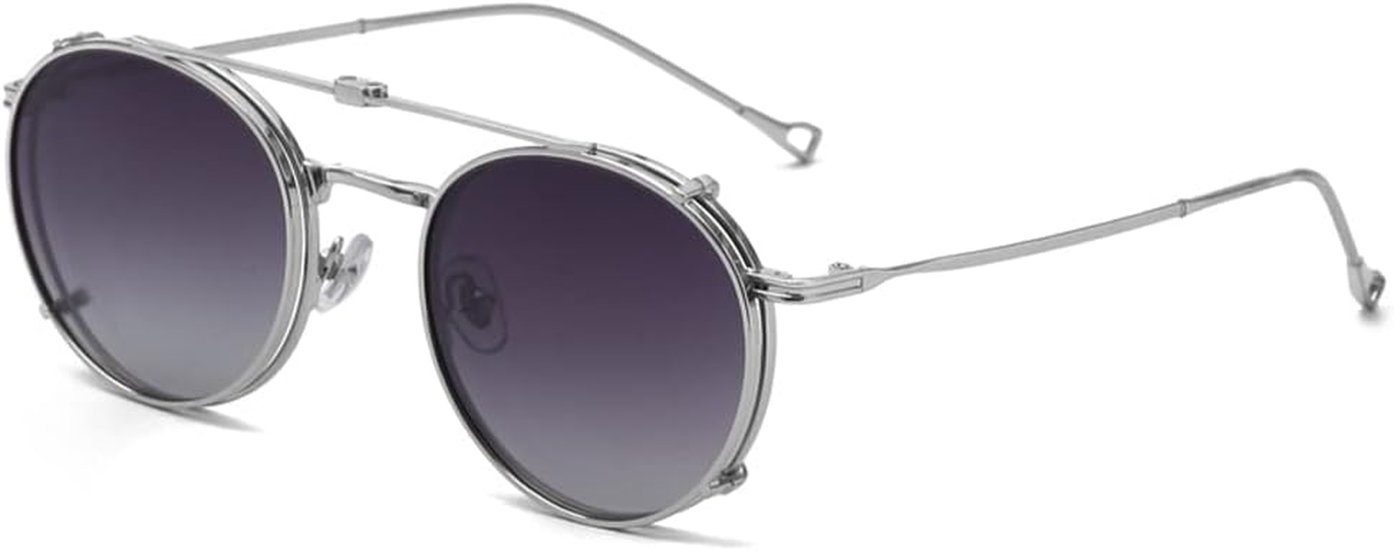 Kachawoo Flip-Up Lenses with Polarised Sunglasses Lens Clip on Sunglasses for Men Women Green Pink Blue Multifunctional Frame - Black With Green image number 5