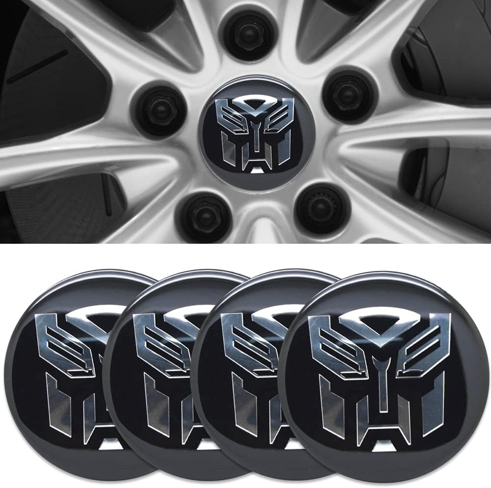 4Pcs Wheel Center Caps Sticker for Transformers, Black Aluminium Wheel Center Hub Covers Sticker, 65Mm/2.56'' Black image number 4