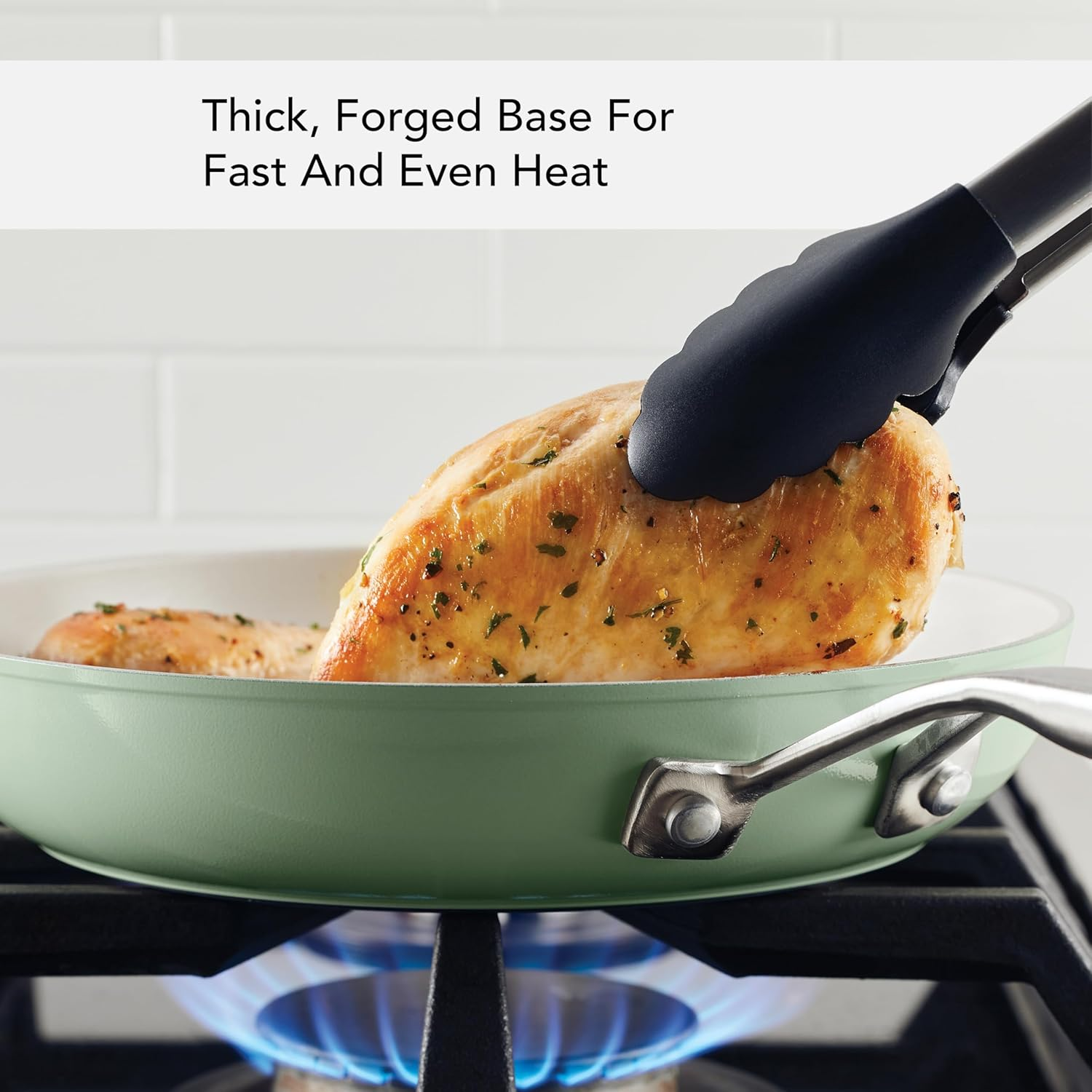 Kitchenaid Hard Anodized Ceramic Ceramic Nonstick Cookware Pots and Pans Set, 9 Piece - Pistachio image number 6