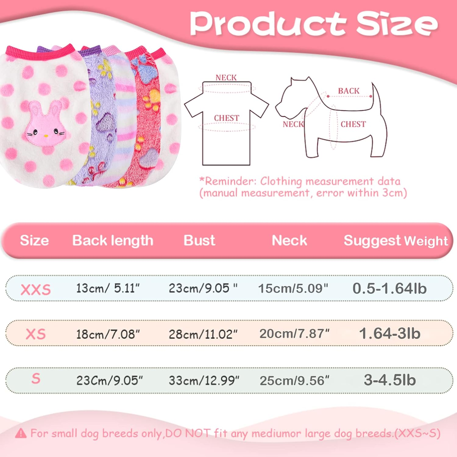 2 Pieces Small Dog Sweaters Chihuahua Fleece Clothes XXS~S Winter Warm Puppy Sweaters Boys Girls Tiny Dog Outfits for Teacup Yorkie Puppies Extra Small Breed Costume (Xx-Small) image number 2