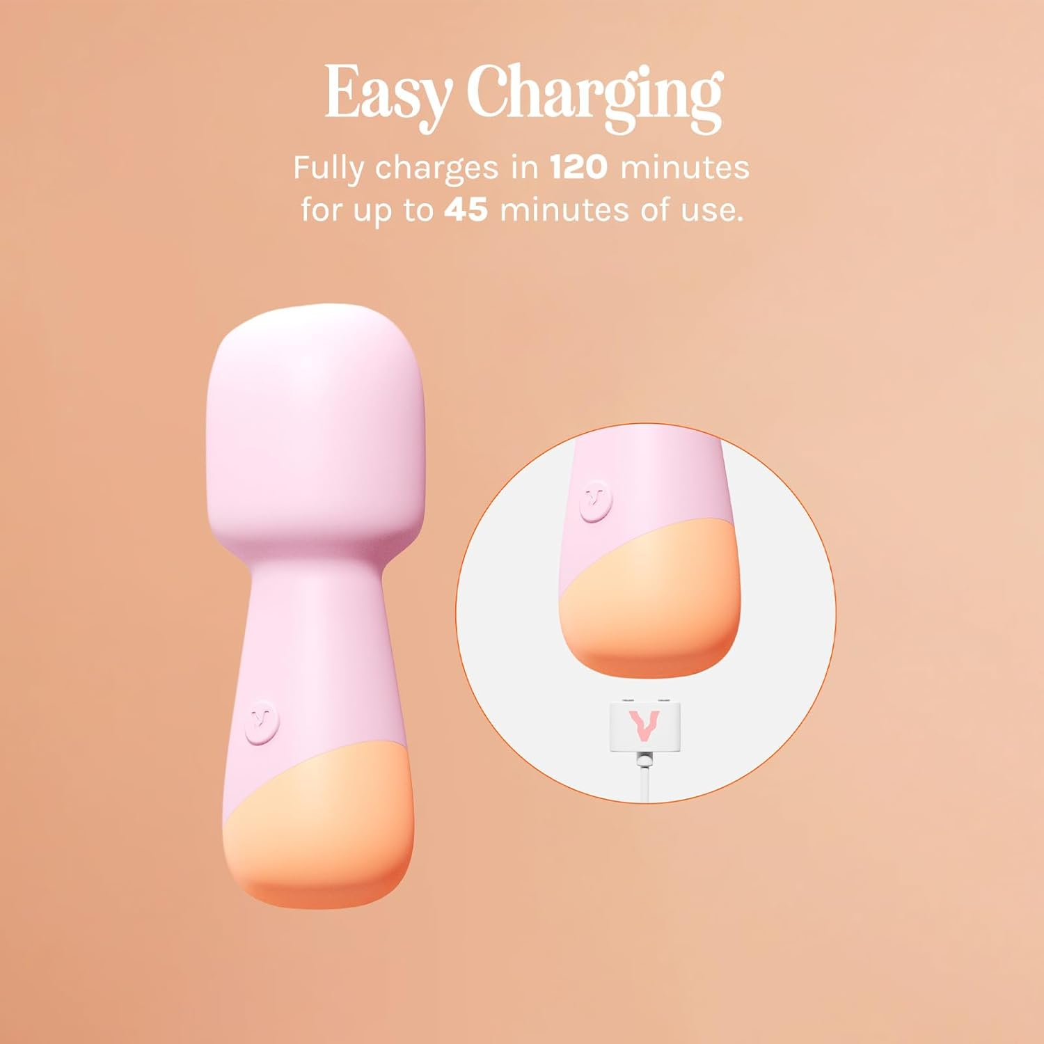 VUSH Peachy Mini Wand Vibrator &ndash; Compact Clit Vibrator & Personal Massager for Women, Powerful Adult Toy with 10 Modes, Medical-Grade Silicone, Waterproof Female Sex Toy for Solo or Couples image number 3