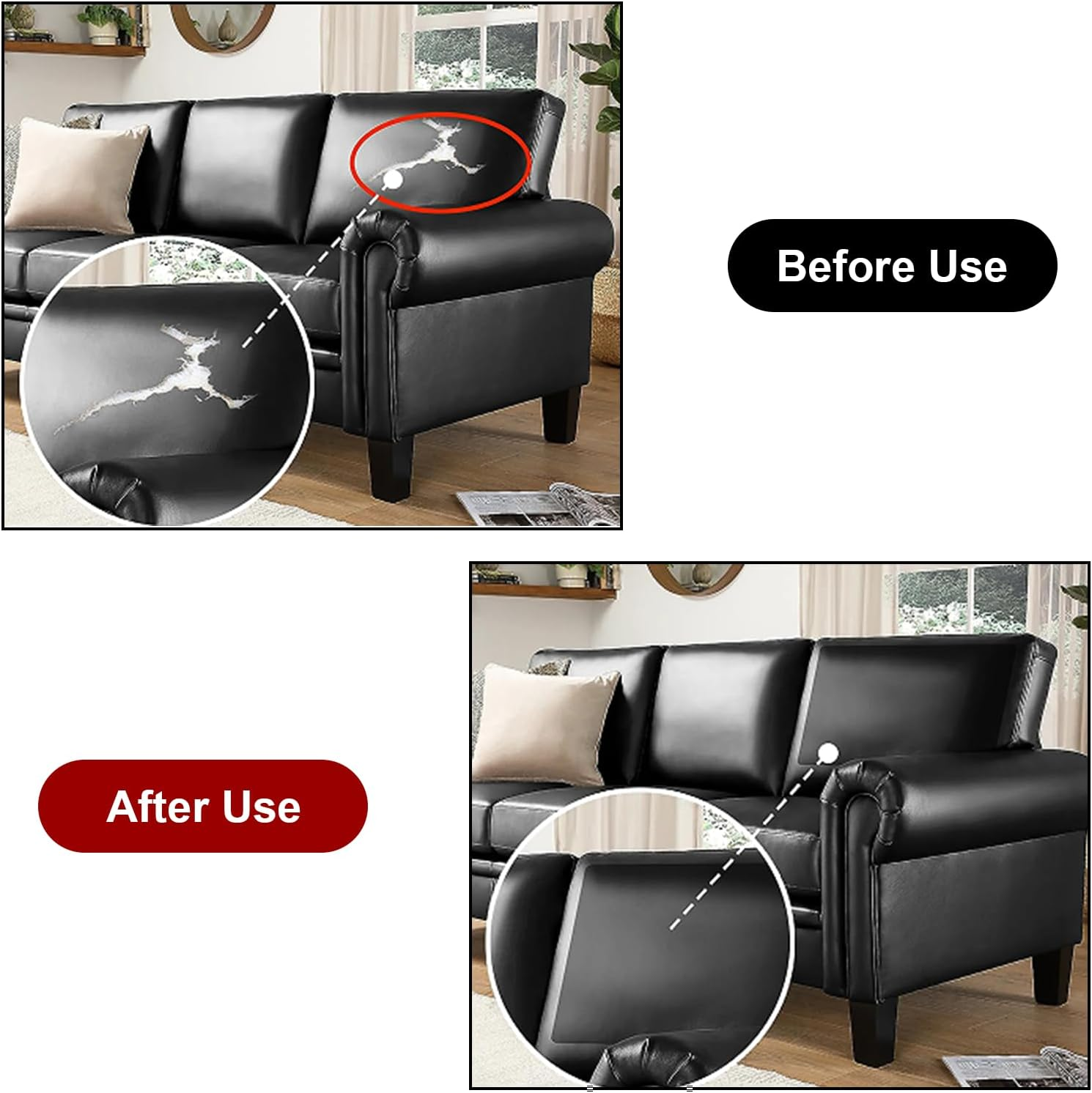 Leather Repair Patch Tape Kit, Self Adhesive Leather Repair for Furniture, Couch, Sofa, Car Seats,Office Chair,Vinyl Repair Kit. image number 4