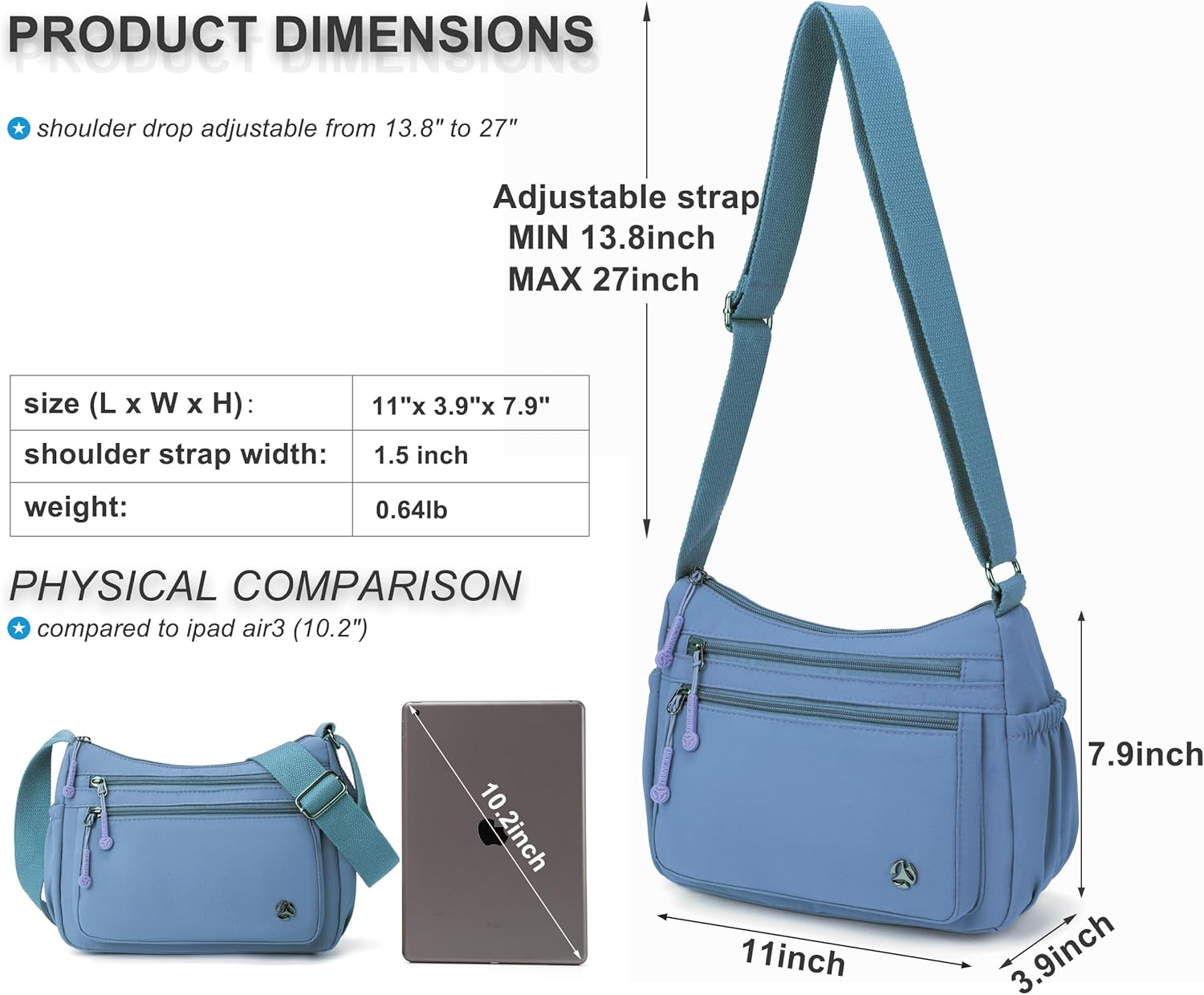 Casual Crossbody Bag with anti Theft Pocket - Women Lightweight Water-Resistant Purse Bag - Beige image number 3