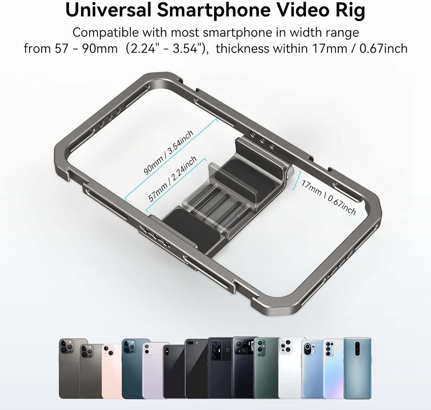 Smallrig Universal Smartphone Video Rig for Iphone for Samsung, Filmmaking Vlogging Rig Aluminium Alloy Phone Video Cage Grip with Cold Shoe Mount for Videomaker Videographer - 2791 image number 3